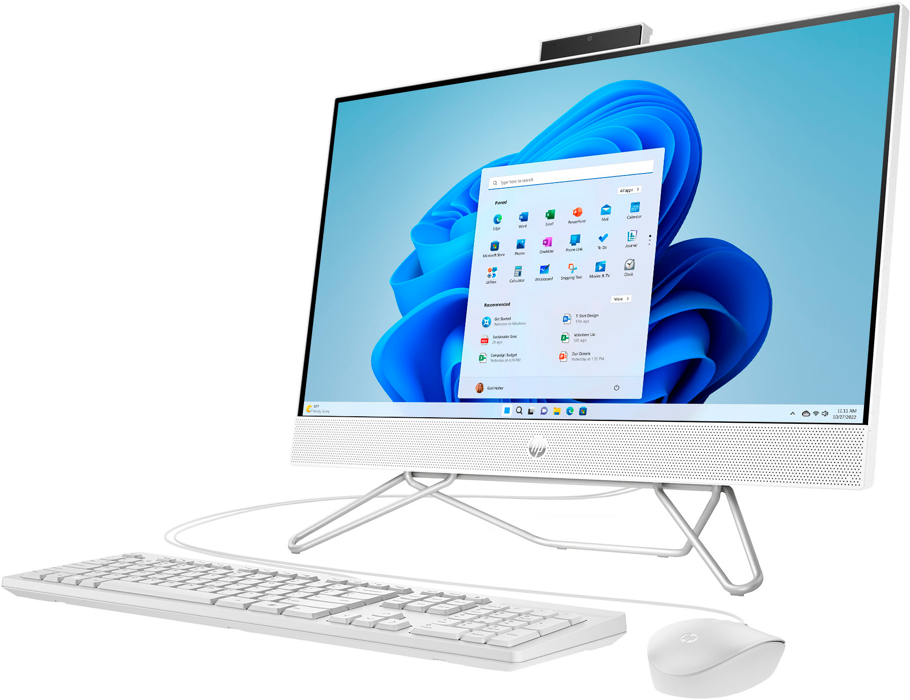 Left View: HP - 23.8" Full HD Touch-Screen All-in-One - Intel Core i3 - 8GB Memory - 512GB SSD - Starry White