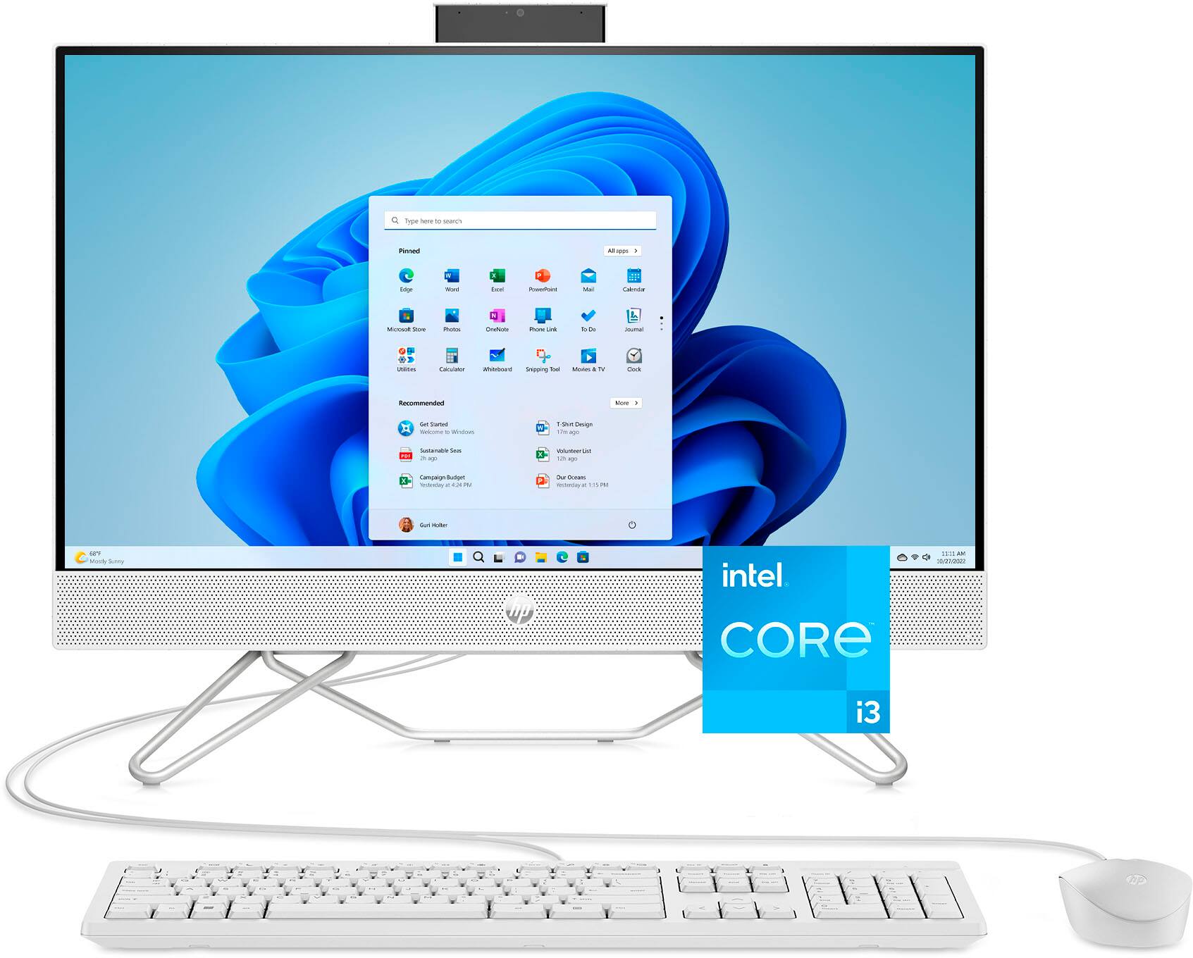 Angle. HP - 23.8" Full HD Touch-Screen All-in-One - Intel Core i3 - 8GB Memory - 512GB SSD - Starry White.