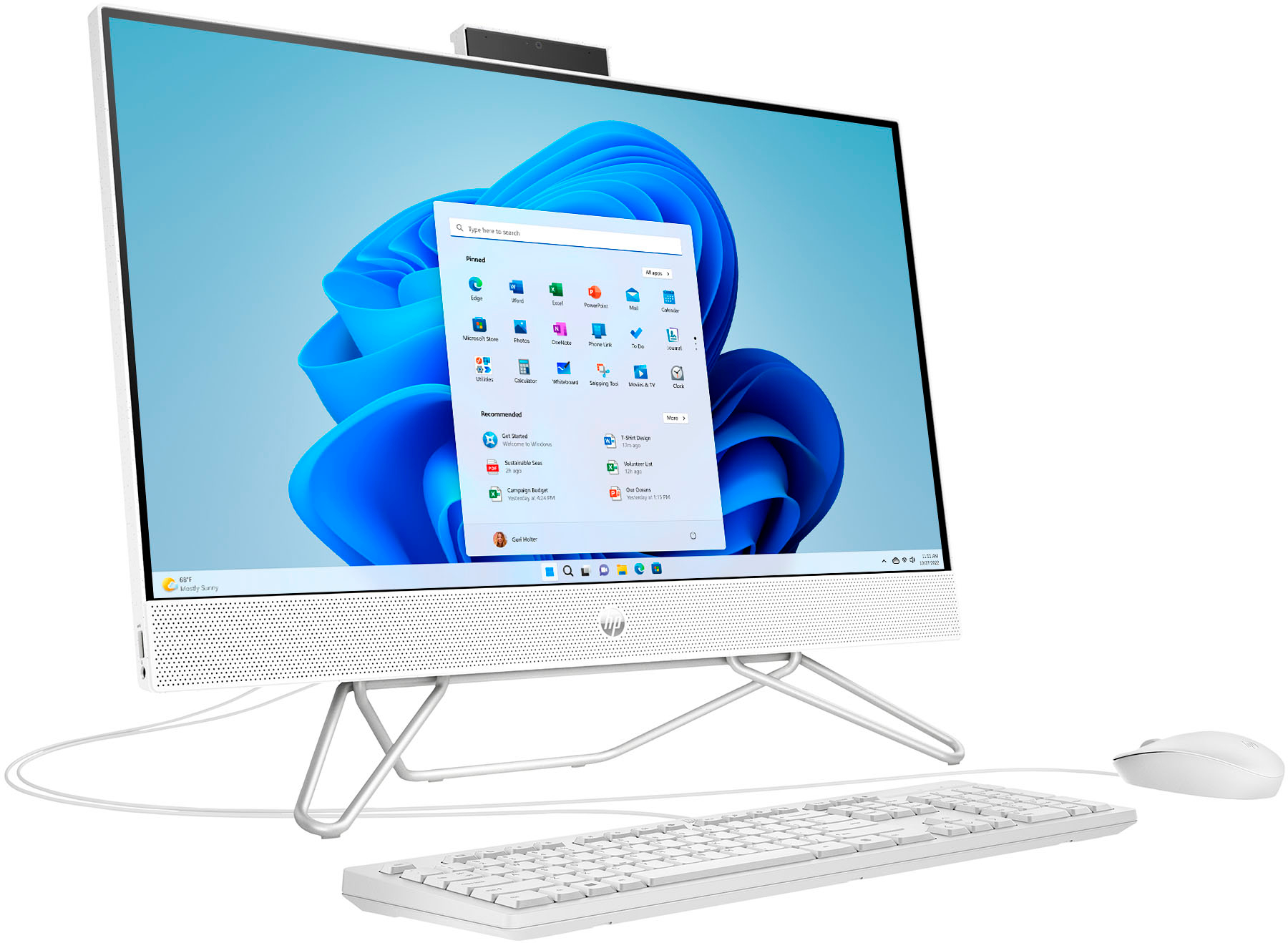 Back View: HP - 23.8" Full HD Touch-Screen All-in-One - Intel Core i3 - 8GB Memory - 512GB SSD - Starry White