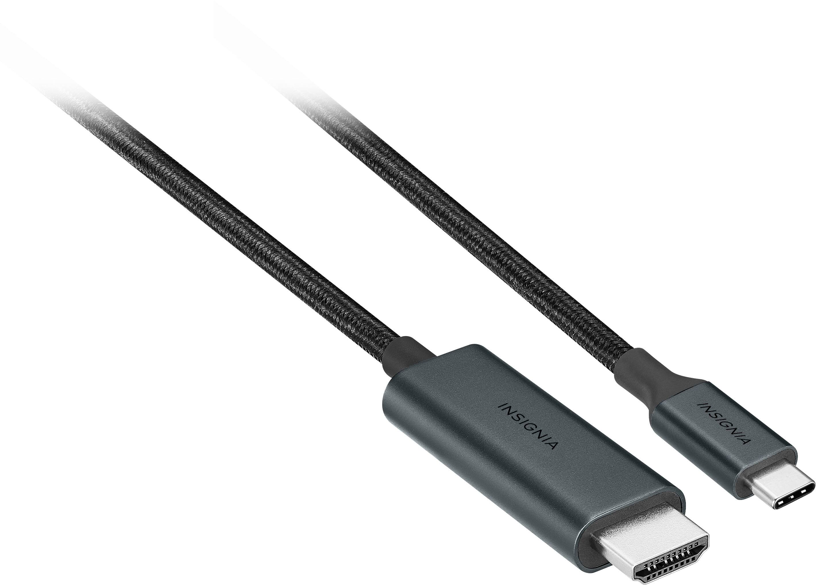 Angle. Insignia™ - 6’ 8K Ultra HD USB-C to HDMI 2.1 Braided Cable - Black.