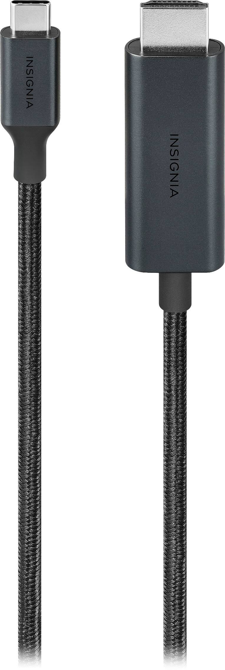 Left. Insignia™ - 6’ 8K Ultra HD USB-C to HDMI 2.1 Braided Cable - Black.