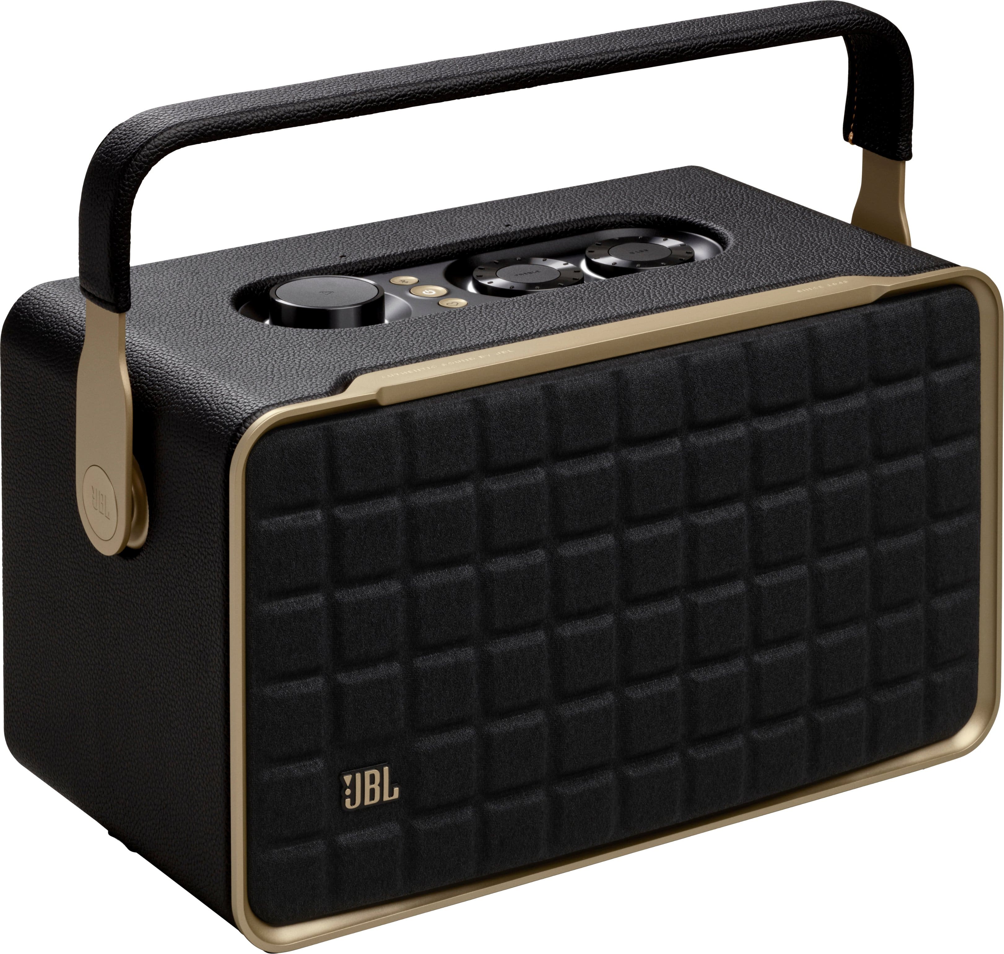 Angle. JBL - Authentics 300 Smart Home Speaker - Black.