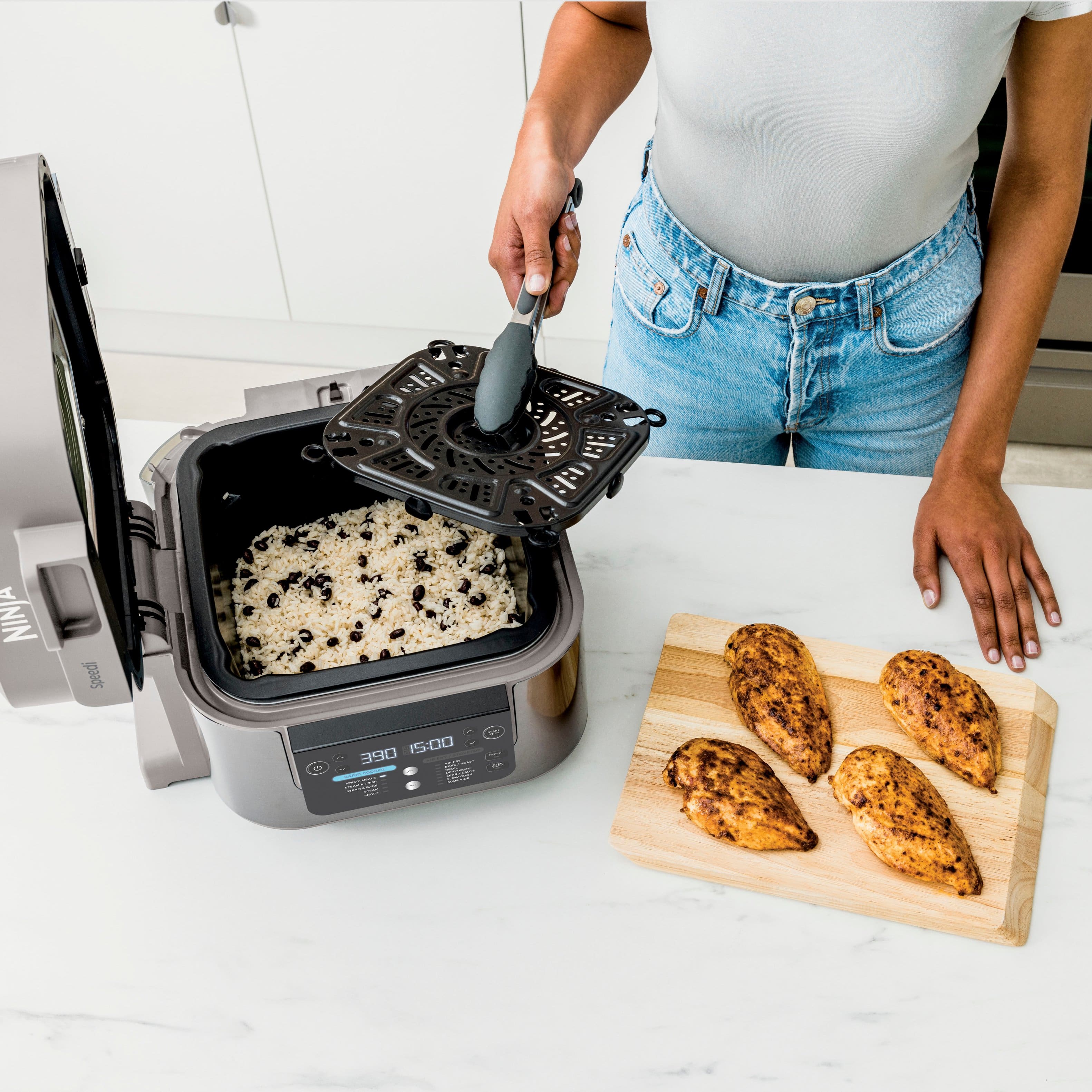 Alt View 11. Ninja - Speedi Rapid Cooker & Air Fryer, 6-QT Capacity, 12-in-1 Functionality, 15-Minute Meals All In One Pot - Light Gray.