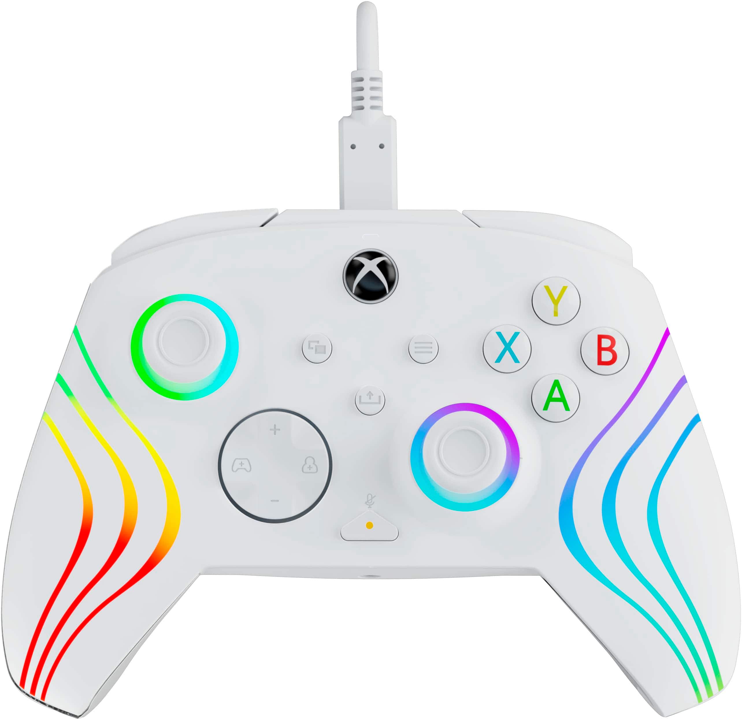 Front. PDP - Afterglow Wave Wired LED Controller, Customizable/App Supported For Xbox Series X|S, Xbox One & Windows 10/11 PC - White.