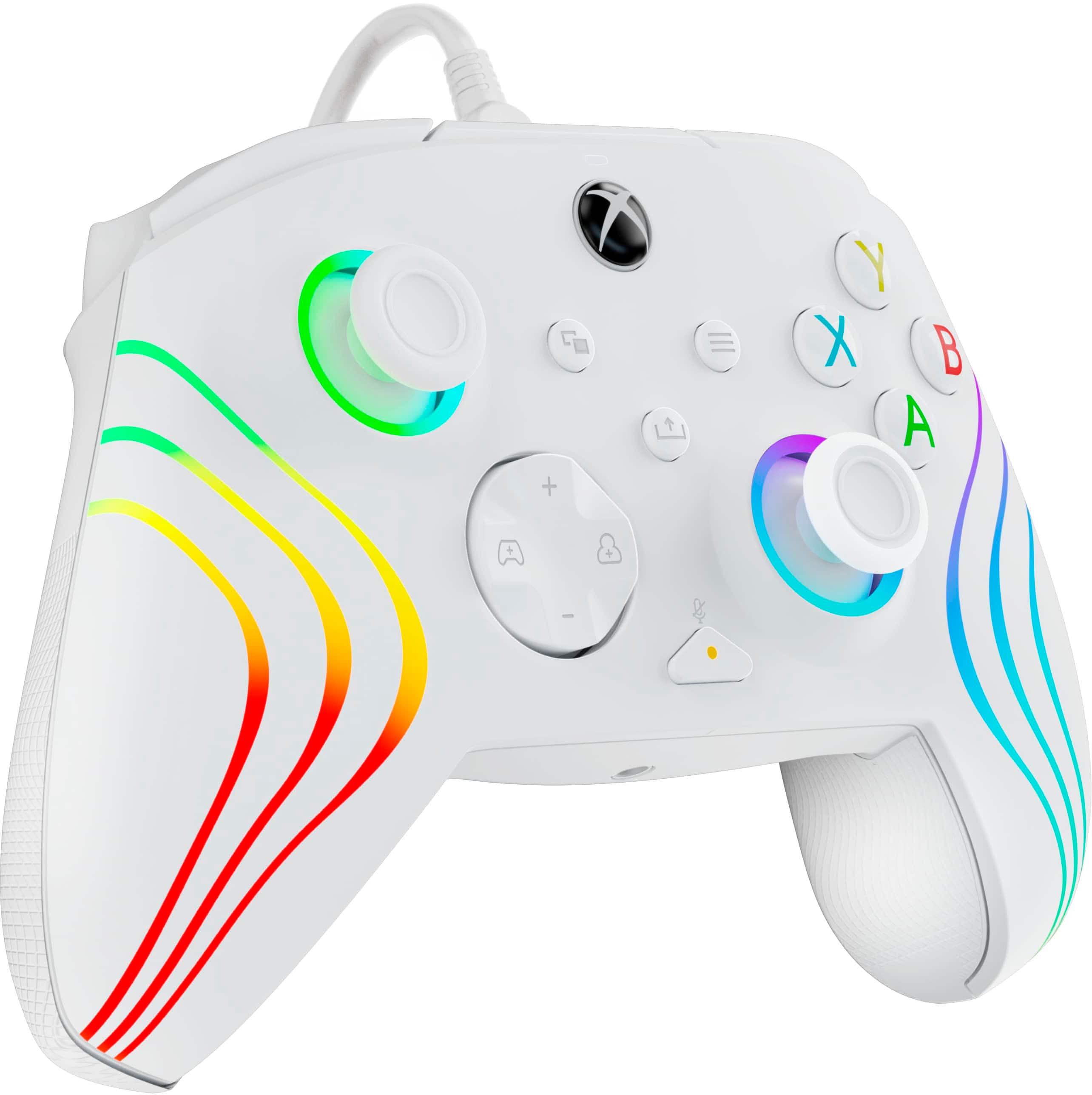 Alt View 12. PDP - Afterglow Wave Wired LED Controller, Customizable/App Supported For Xbox Series X|S, Xbox One & Windows 10/11 PC - White.
