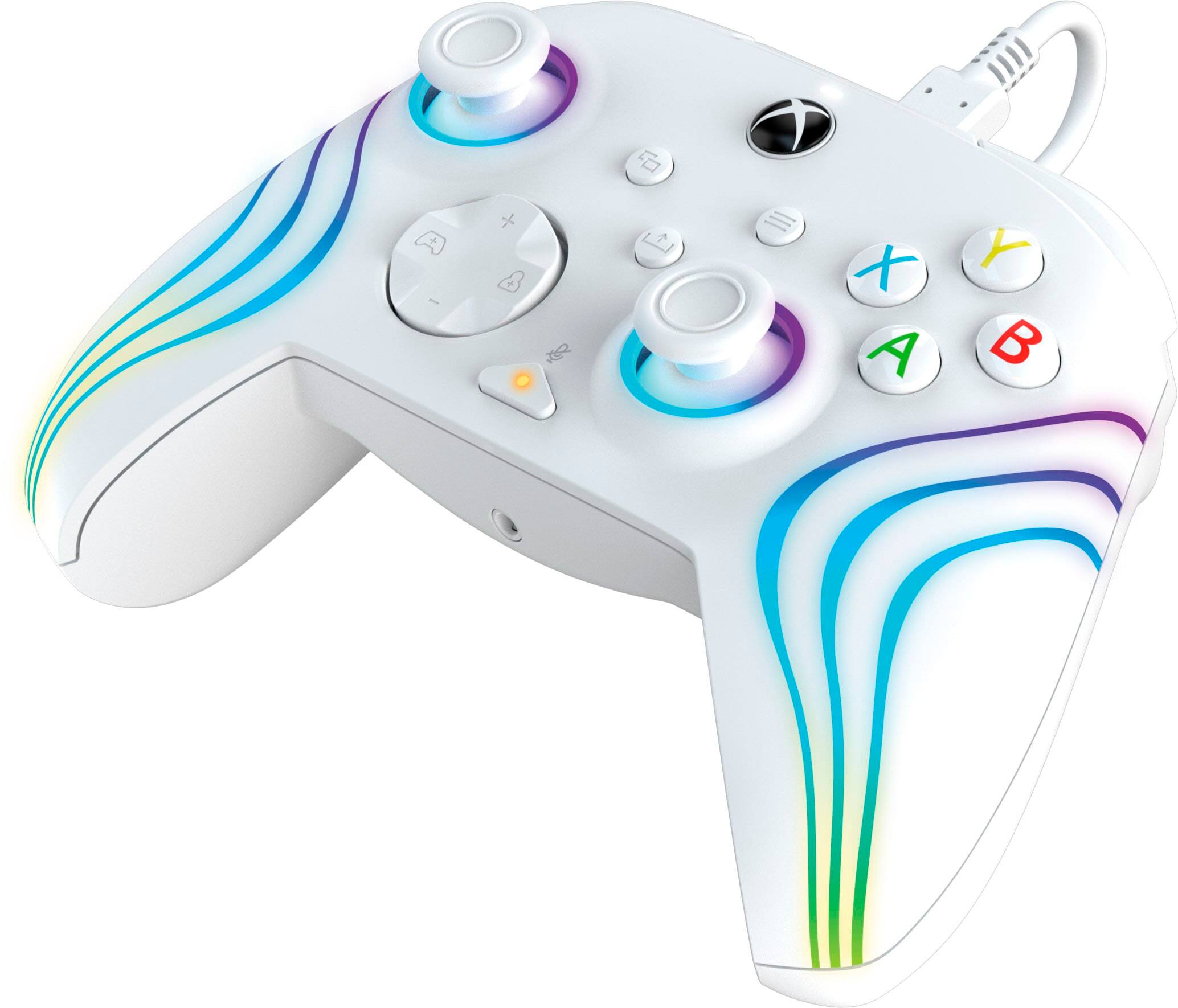 Alt View 13. PDP - Afterglow Wave Wired LED Controller, Customizable/App Supported For Xbox Series X|S, Xbox One & Windows 10/11 PC - White.