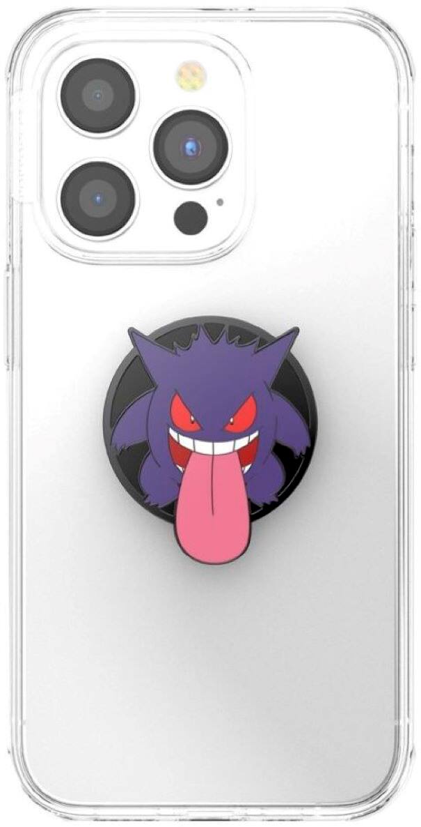 Angle. PopSockets - PopGrip Cell Phone Grip & Stand - Licensed - Glow in the Dark Enamel Gengar Night Shade Pokemon.