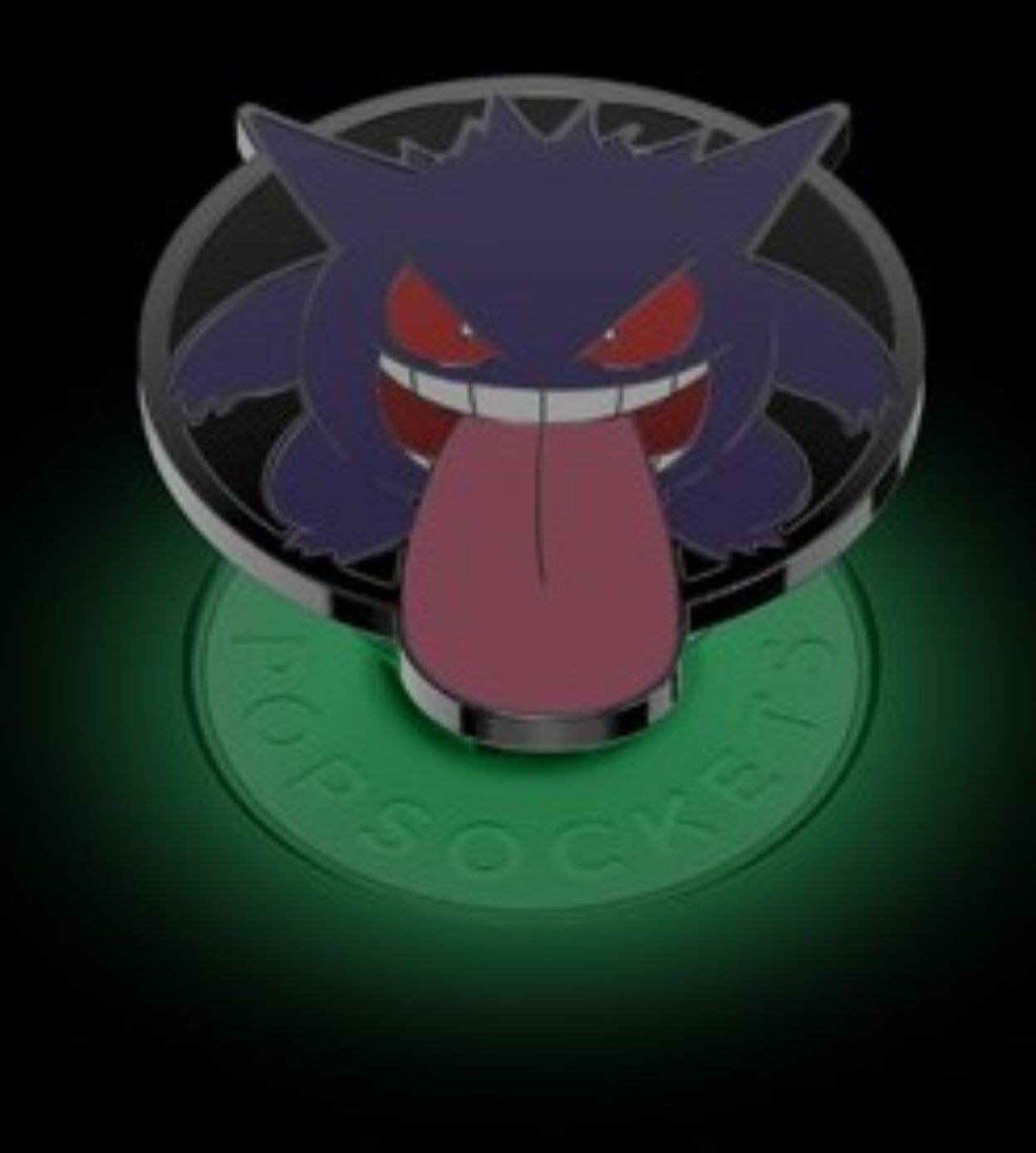 Alt View 15. PopSockets - PopGrip Cell Phone Grip & Stand - Licensed - Glow in the Dark Enamel Gengar Night Shade Pokemon.