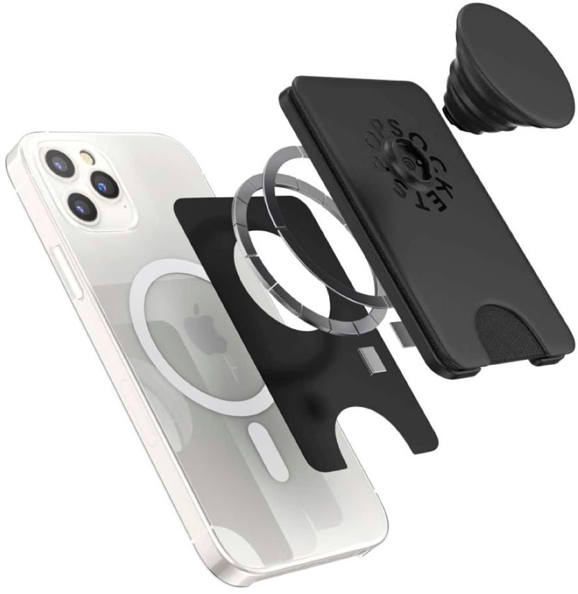 Alt View 14. PopSockets - MagSafe PopWallet+ Cell Phone Wallet & Grip, with Adapter Ring - Black.