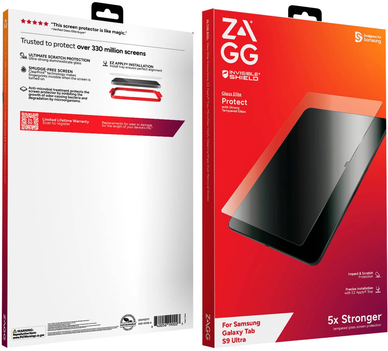 Alt View 13. ZAGG - InvisibleShield Glass Elite Advanced Tempered Glass Screen Protector for Samsung Galaxy Tab S9 Ultra - Clear.