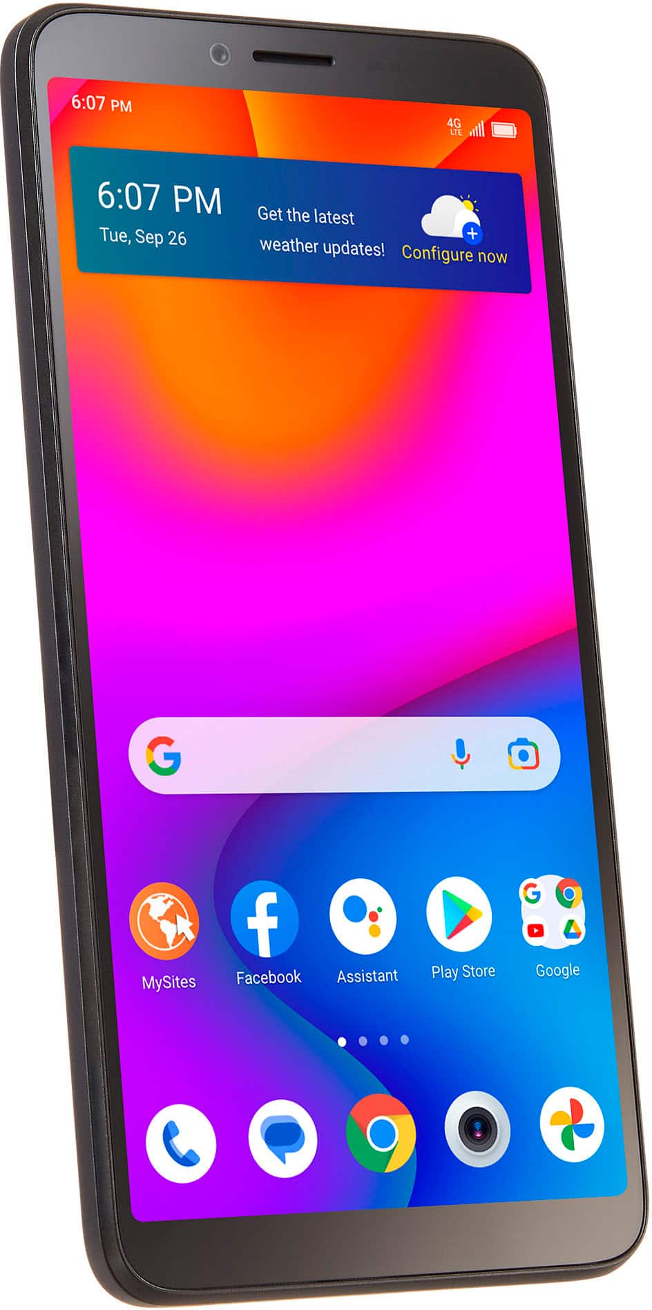 Angle. Total by Verizon - TCL ION V T607DL 32GB Prepaid - Black.