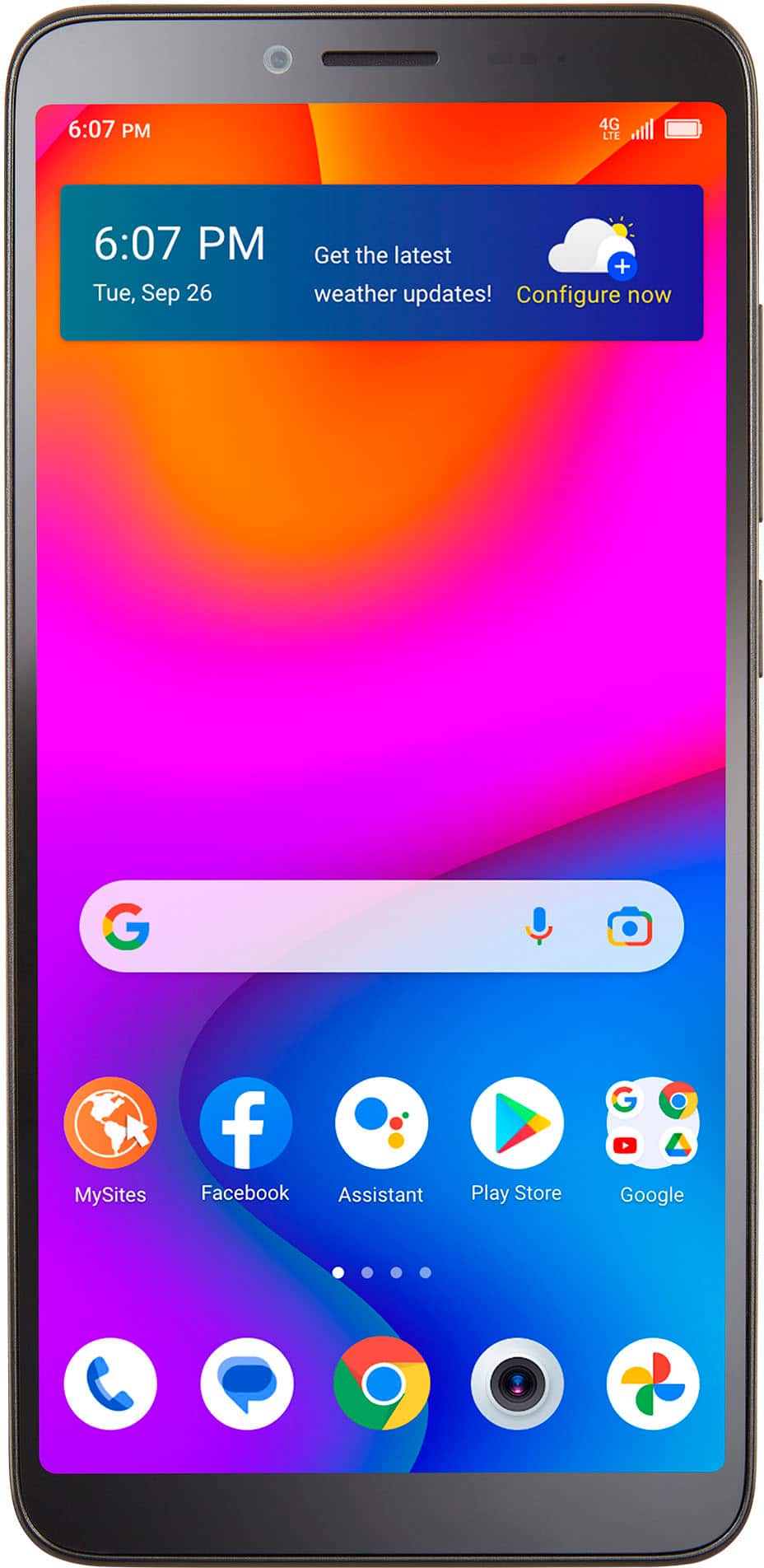 Front. Total by Verizon - TCL ION V T607DL 32GB Prepaid - Black.