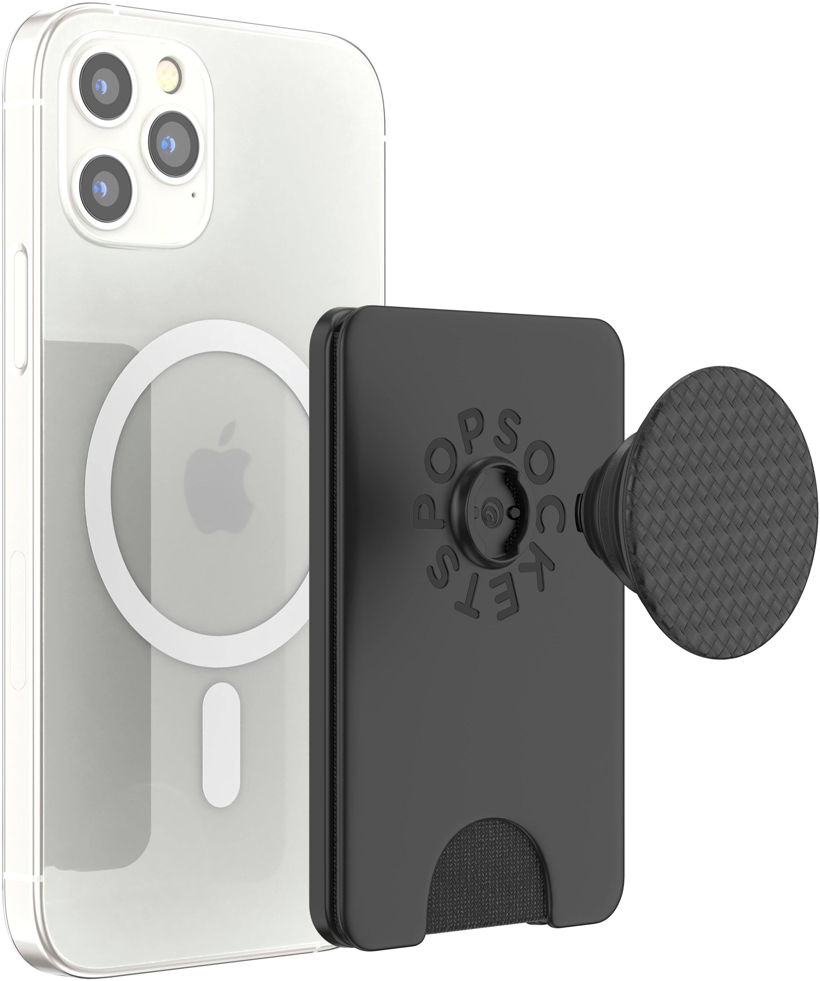 Alt View 11. PopSockets - MagSafe PopWallet+ Cell Phone Wallet & Grip, with Adapter Ring - Carbonite Weave.