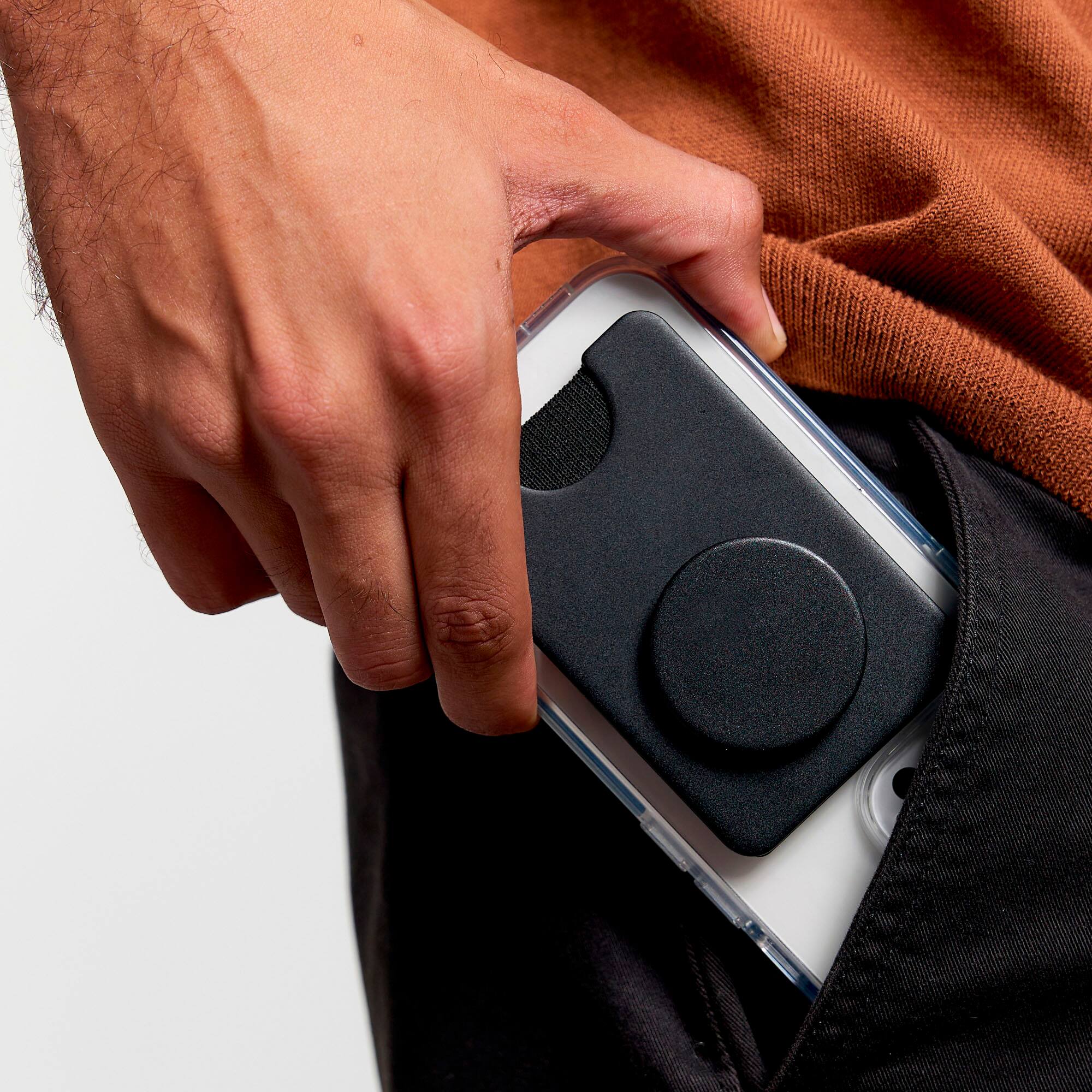 Alt View 14. PopSockets - MagSafe PopWallet+ Cell Phone Wallet & Grip, with Adapter Ring - Carbonite Weave.