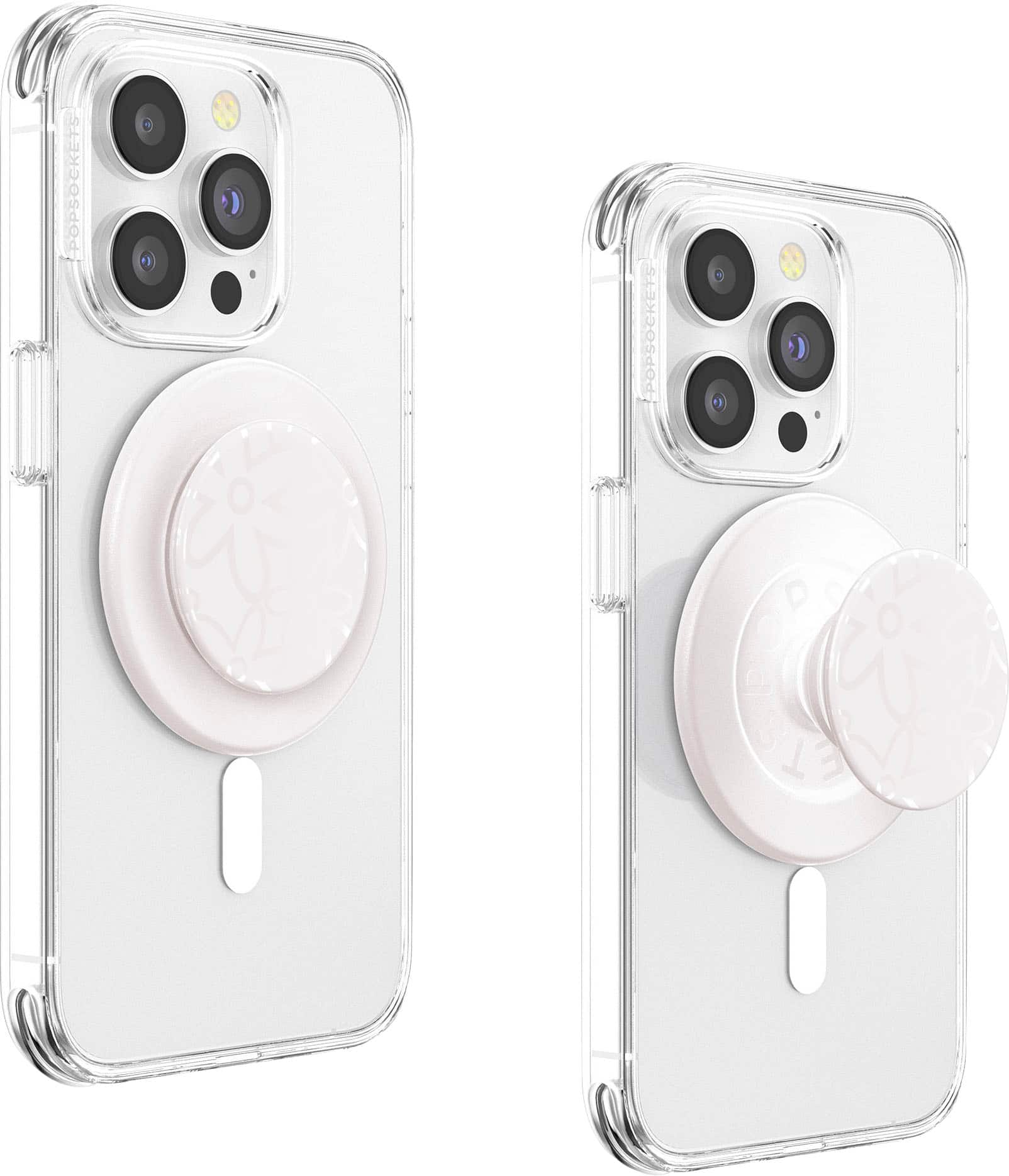 Angle. PopSockets - PopSockets - MagSafe Round PopGrip Cell Phone Grip & Stand, with Adapter Ring - Horchata.