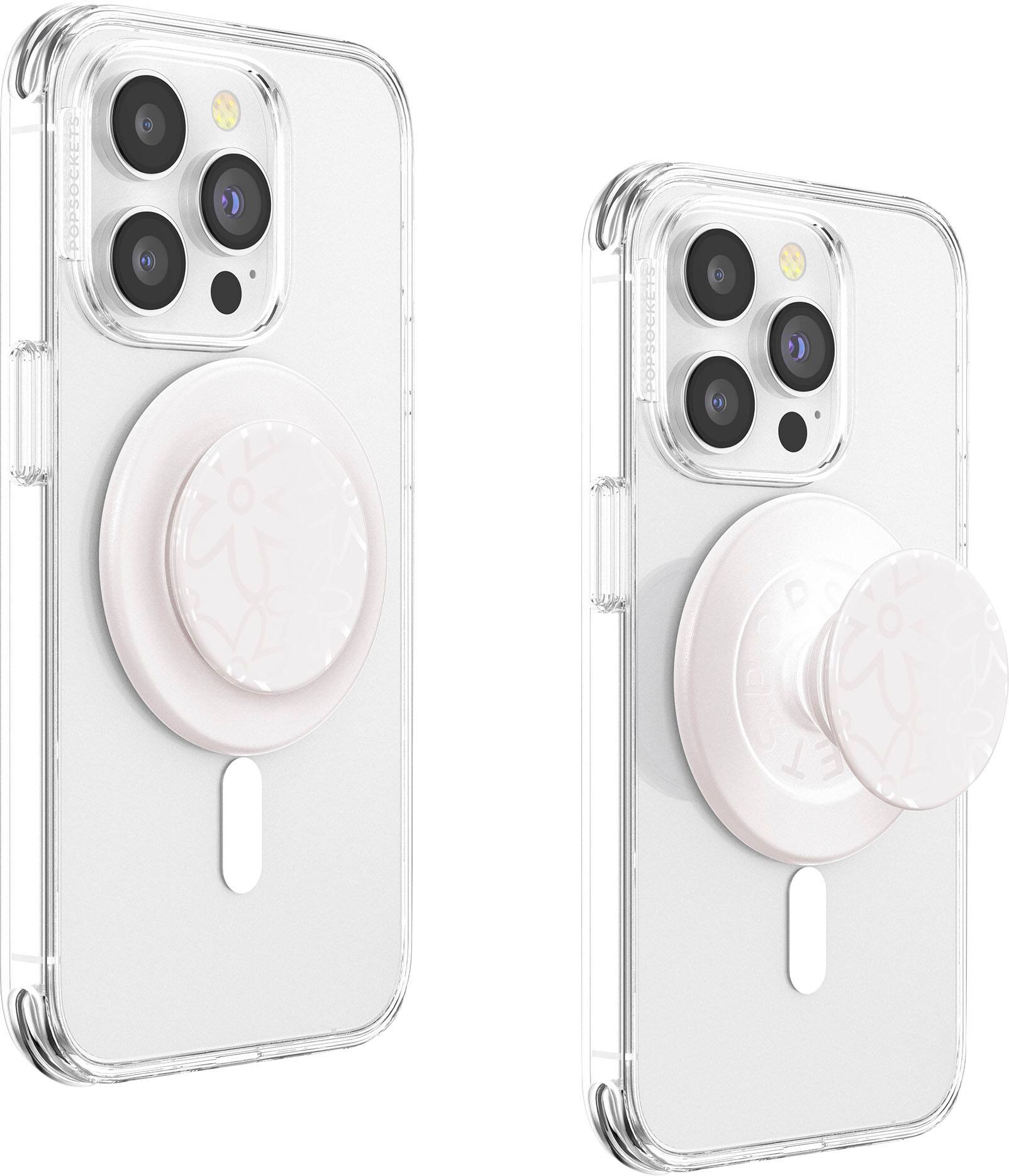 Angle. PopSockets - PopSockets - MagSafe Round PopGrip Cell Phone Grip & Stand, with Adapter Ring - Horchata.