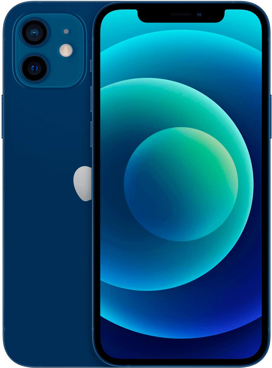 Front. Apple - Pre-Owned iPhone 12 5G 128GB (Unlocked) - Blue.