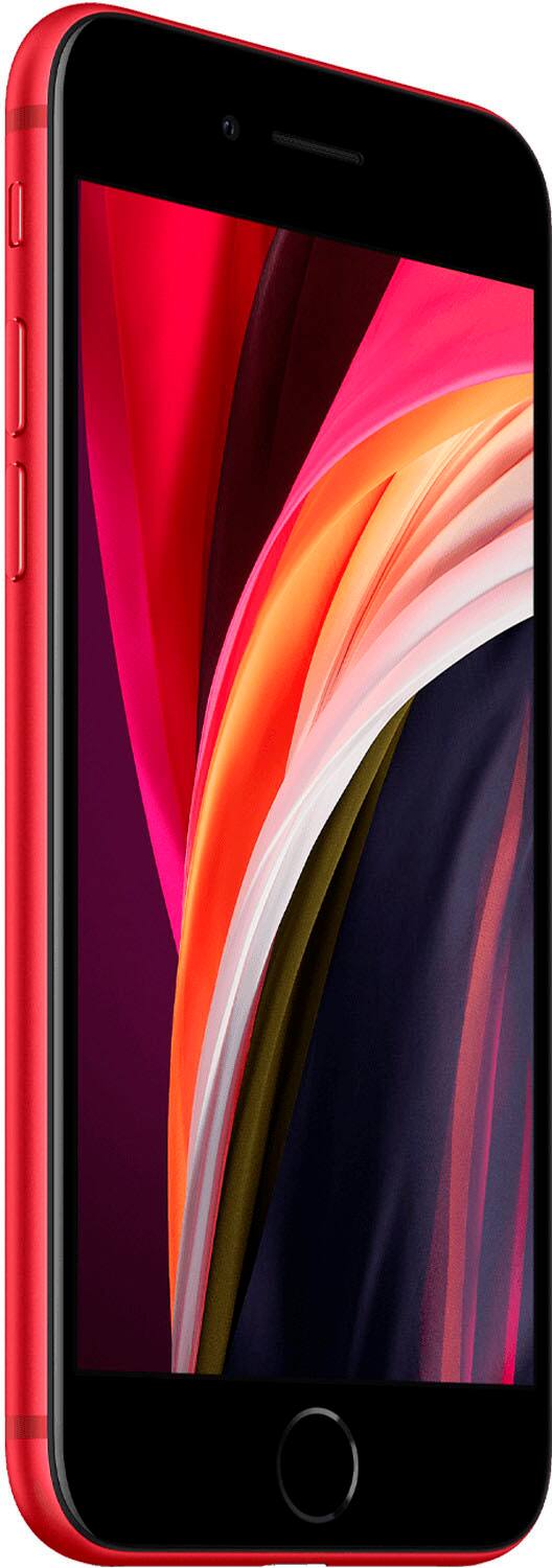 Angle. Apple - Pre-Owned iPhone SE (2020) 128GB (Unlocked) - Red.