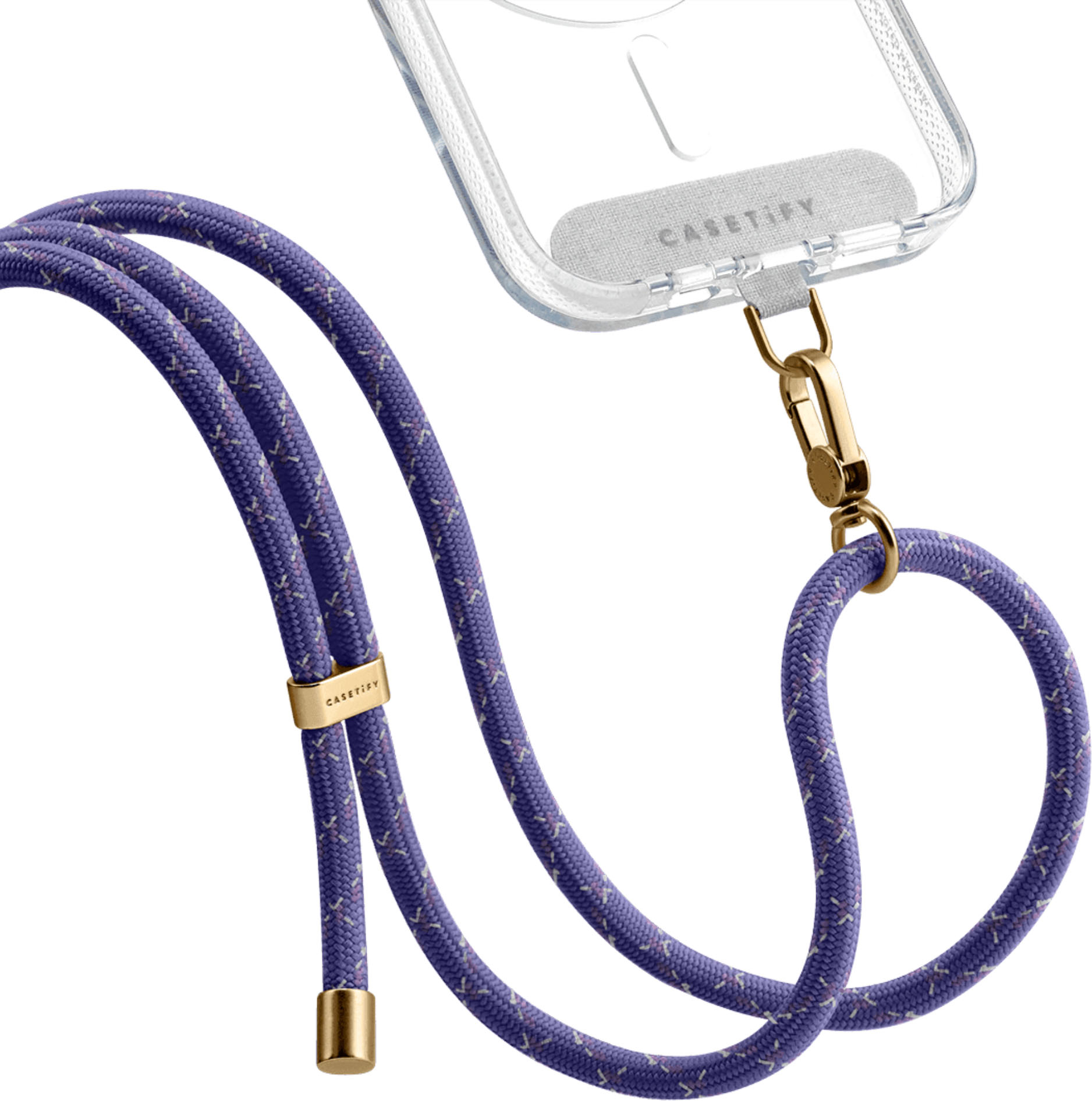 Angle View: CASETiFY - Rope Cross-body Phone Strap Compatible with Most Cell Phone Devices - Peri Purple/Reflective