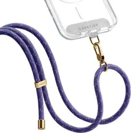 Angle. CASETiFY - Rope Cross-body Phone Strap Compatible with Most Cell Phone Devices - Peri Purple/Reflective.