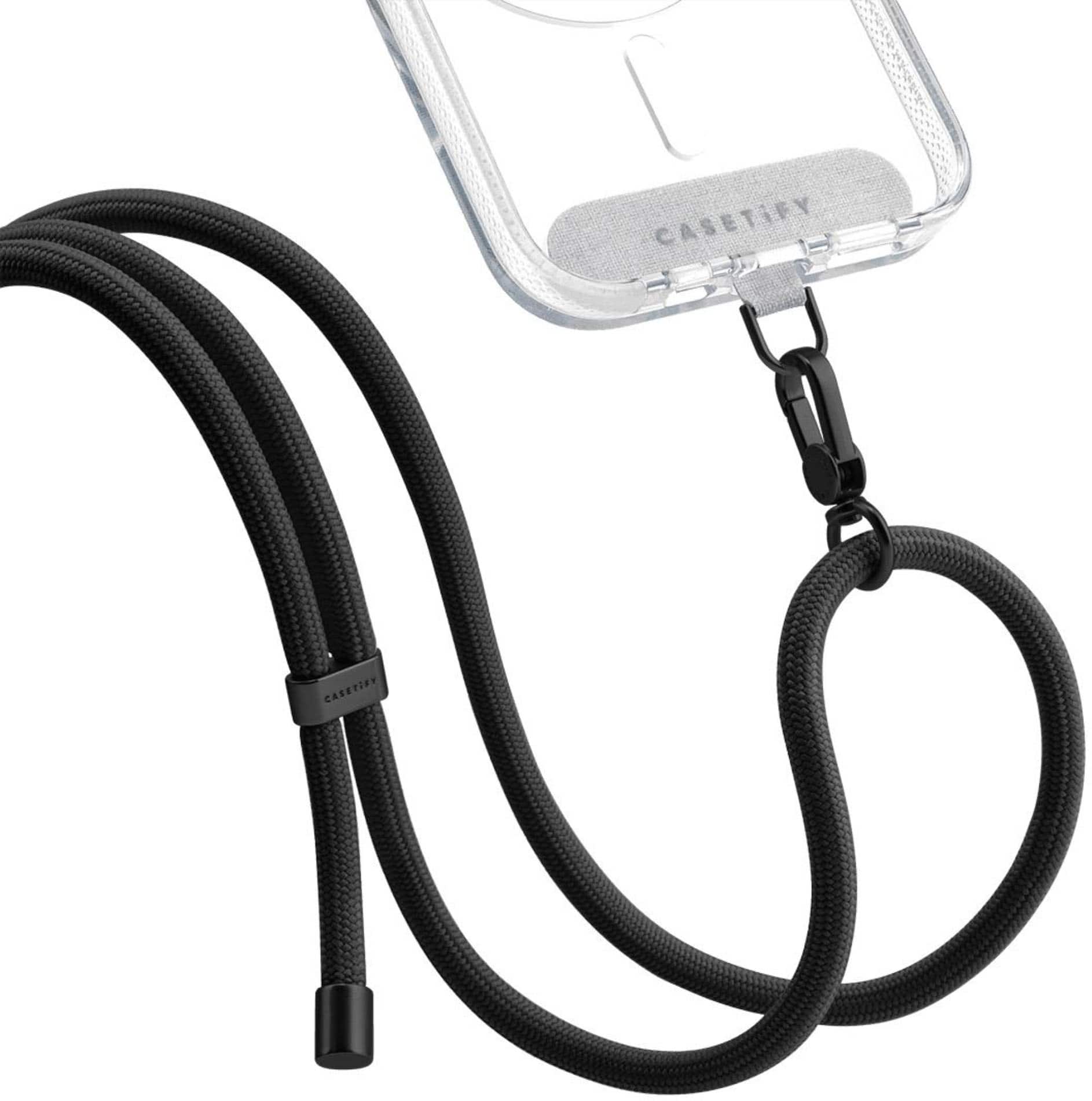 Angle. CASETiFY - Rope Cross-body Phone Strap Compatible with Most Cell Phone Devices - Black.