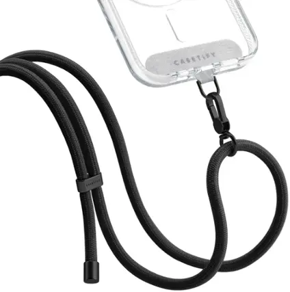 Angle. CASETiFY - Rope Cross-body Phone Strap Compatible with Most Cell Phone Devices - Black.
