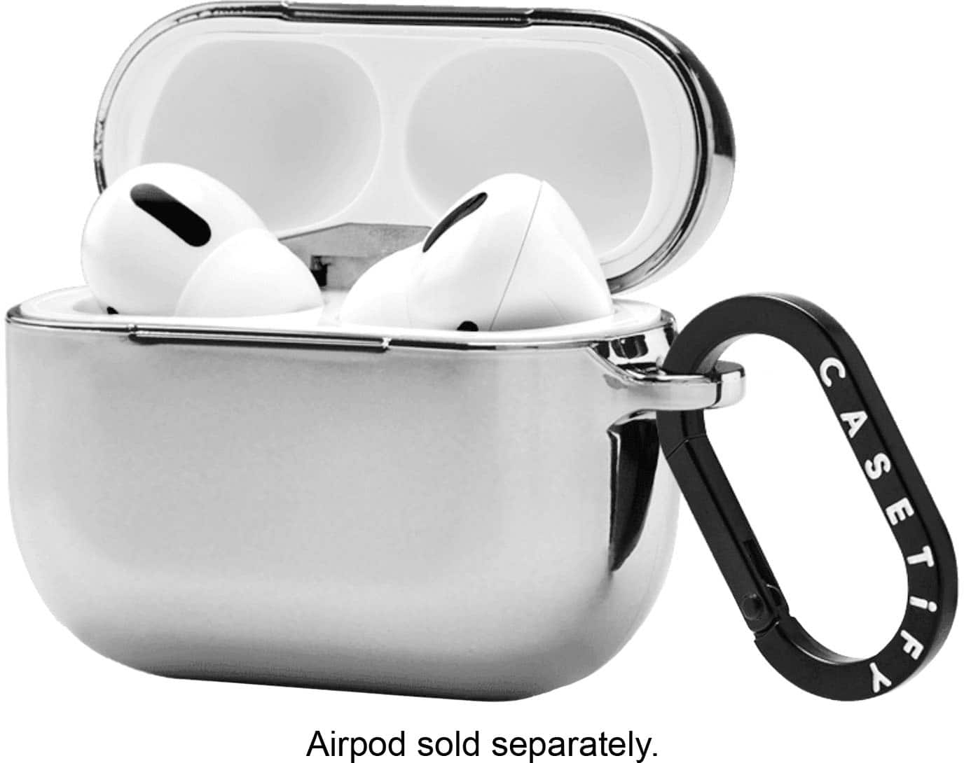 Alt View 12. CASETiFY - Mirror AirPods Case for Apple AirPods Pro (2nd Generation) - Silver.