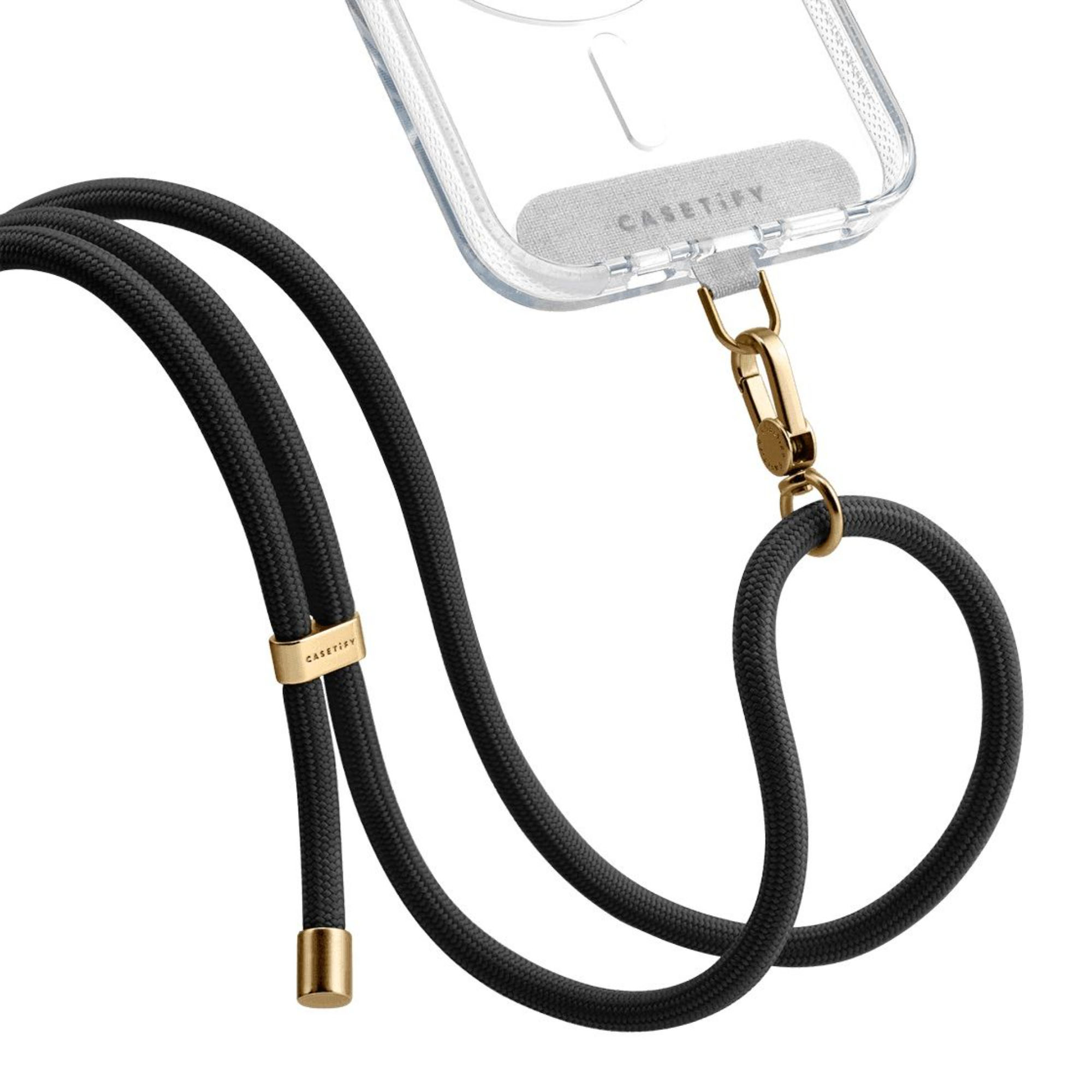 Angle View: CASETiFY - Rope Cross-body Phone Strap Compatible with Most Cell Phone Devices - Black/Gold