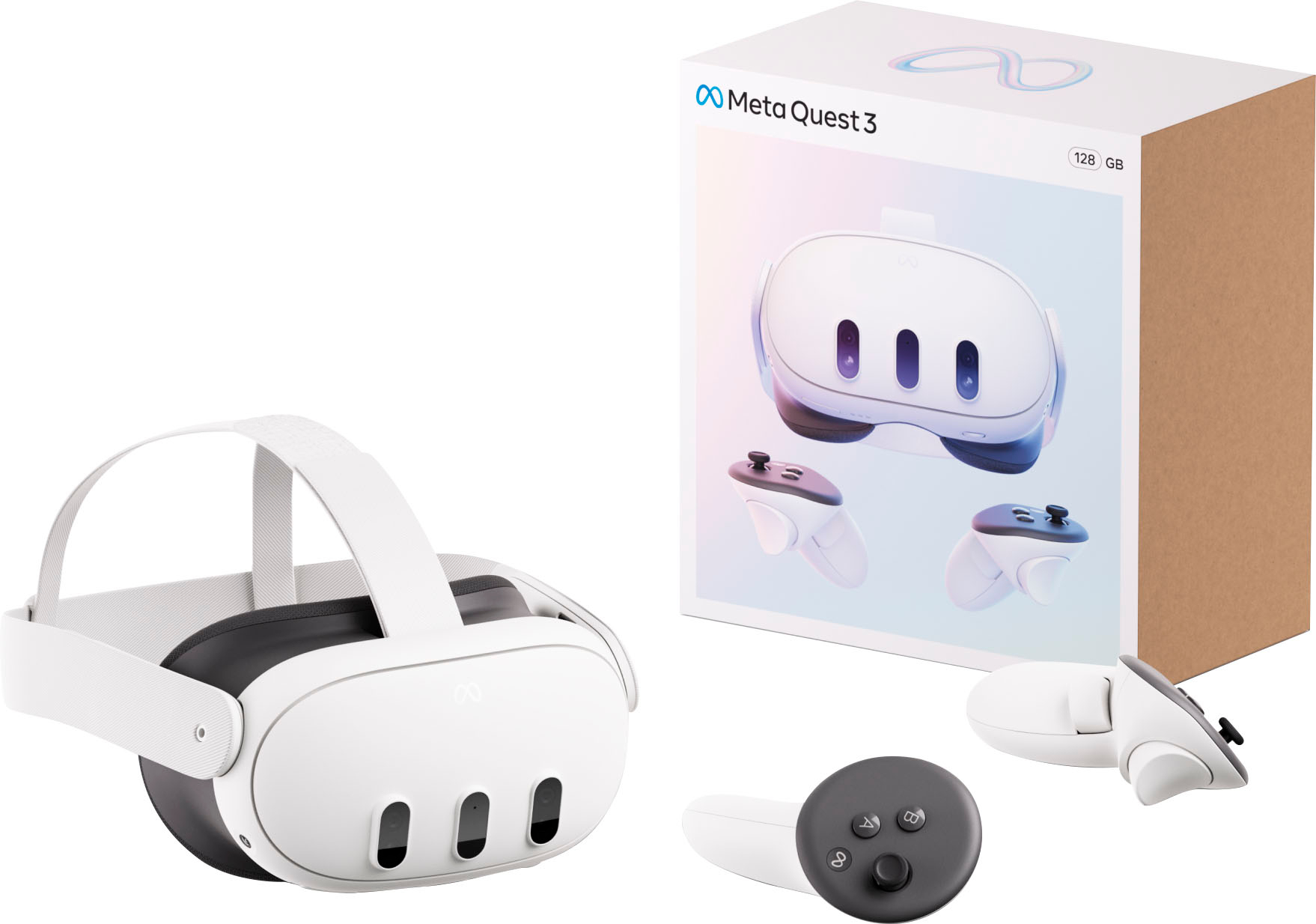 Meta Quest 3 Bundle: 128GB VR Headset + Carrying Case + Elite Strap +  Charging Dock + Link Cable