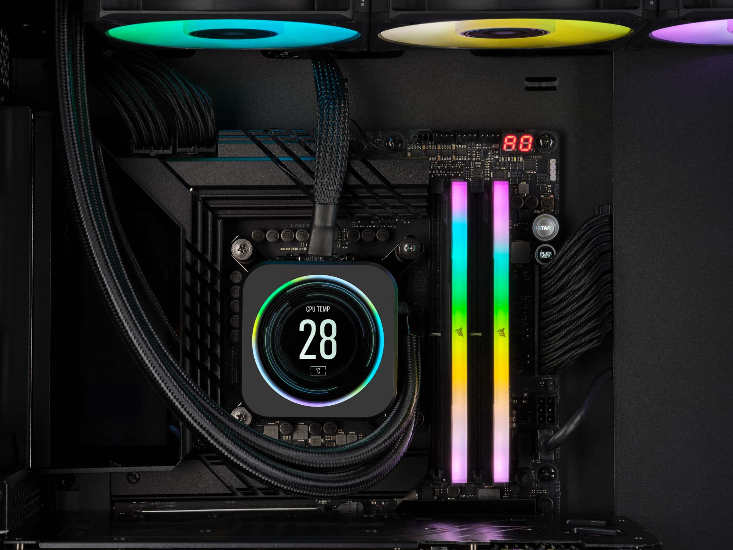Alt View 13. CORSAIR - VENGEANCE RGB 32GB (2x16GB) DDR5 7200MHz C34 UDIMM Desktop Memory - Black.