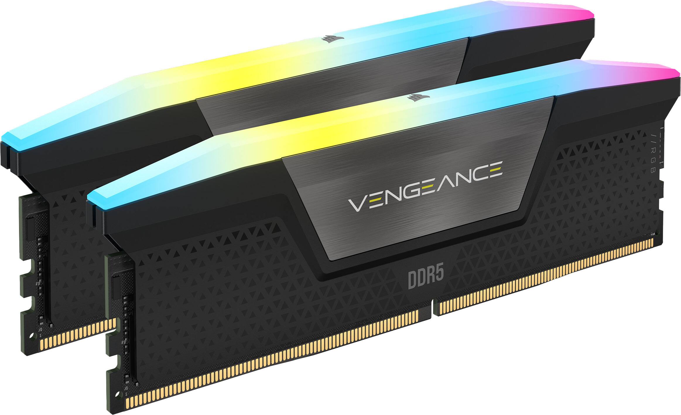 Alt View 1. CORSAIR - VENGEANCE RGB 32GB (2x16GB) DDR5 7200MHz C34 UDIMM Desktop Memory - Black.