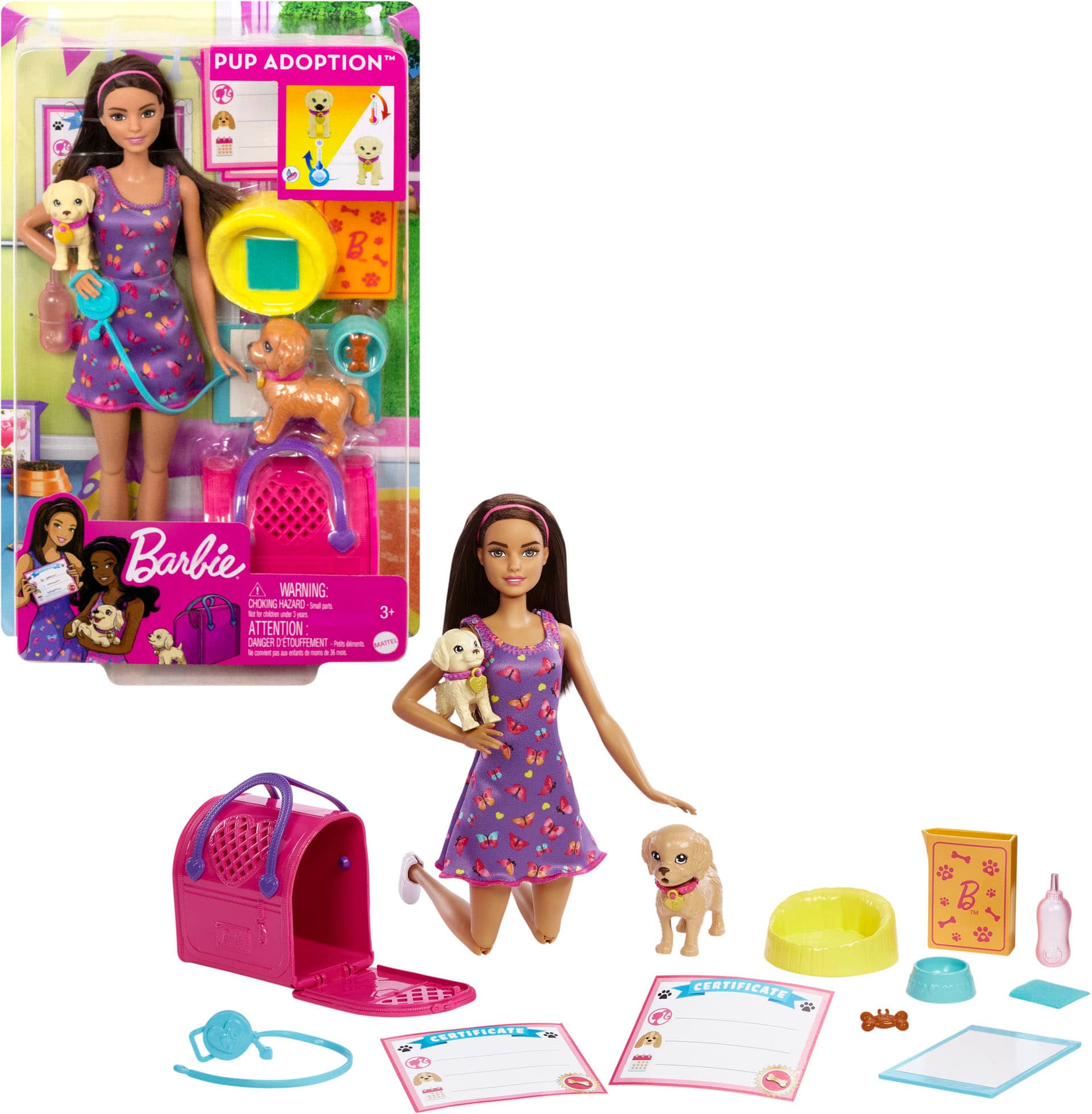 Front. Barbie - Pup Adoption Playset with Doll - Multicolor.