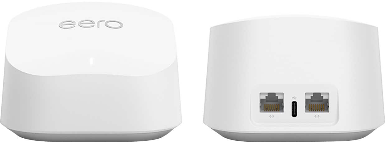 Angle. eero - Certified Refurbished Amazon eero 6+ mesh Wi-Fi router - White.