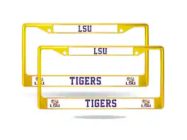 Rico Industries - LSU Tigers Yellow Painted Chrome Metal License Plate Frame - Set of 2 Frames - Multi