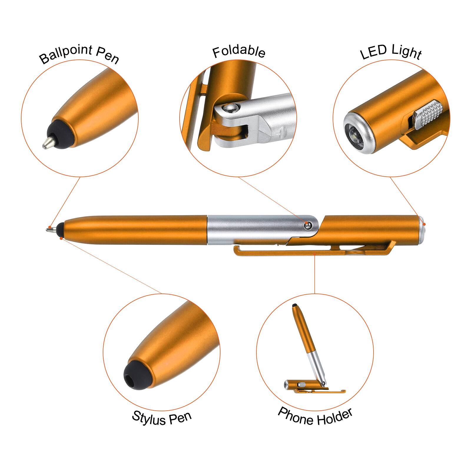 Ballpoint Pen Foldable LED Light Stylus Pen Phone Holder