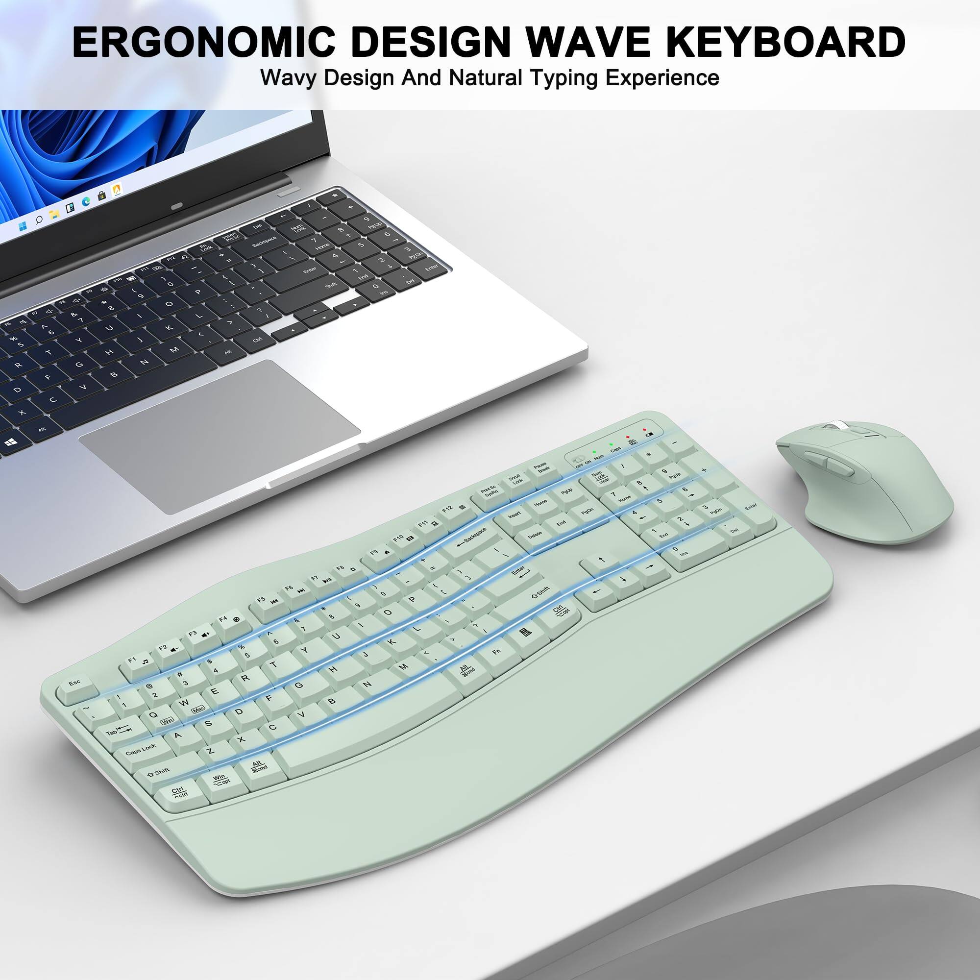 ERGONOMIC DESIGN WAVE KEYBOARD  
Wavy Design And Natural Typing Experience