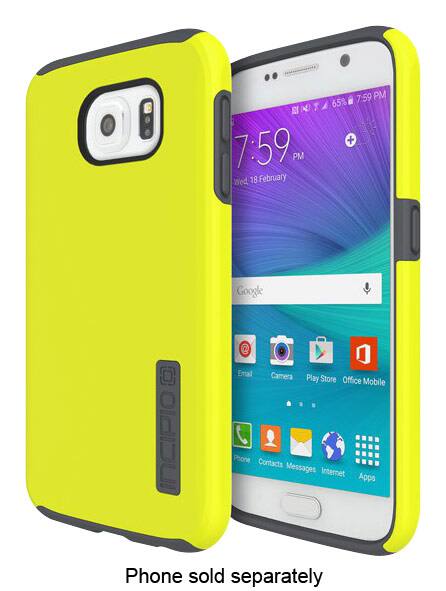 Front. Incipio - DualPro Case for Samsung Galaxy S6 Cell Phones - Lime/Charcoal.