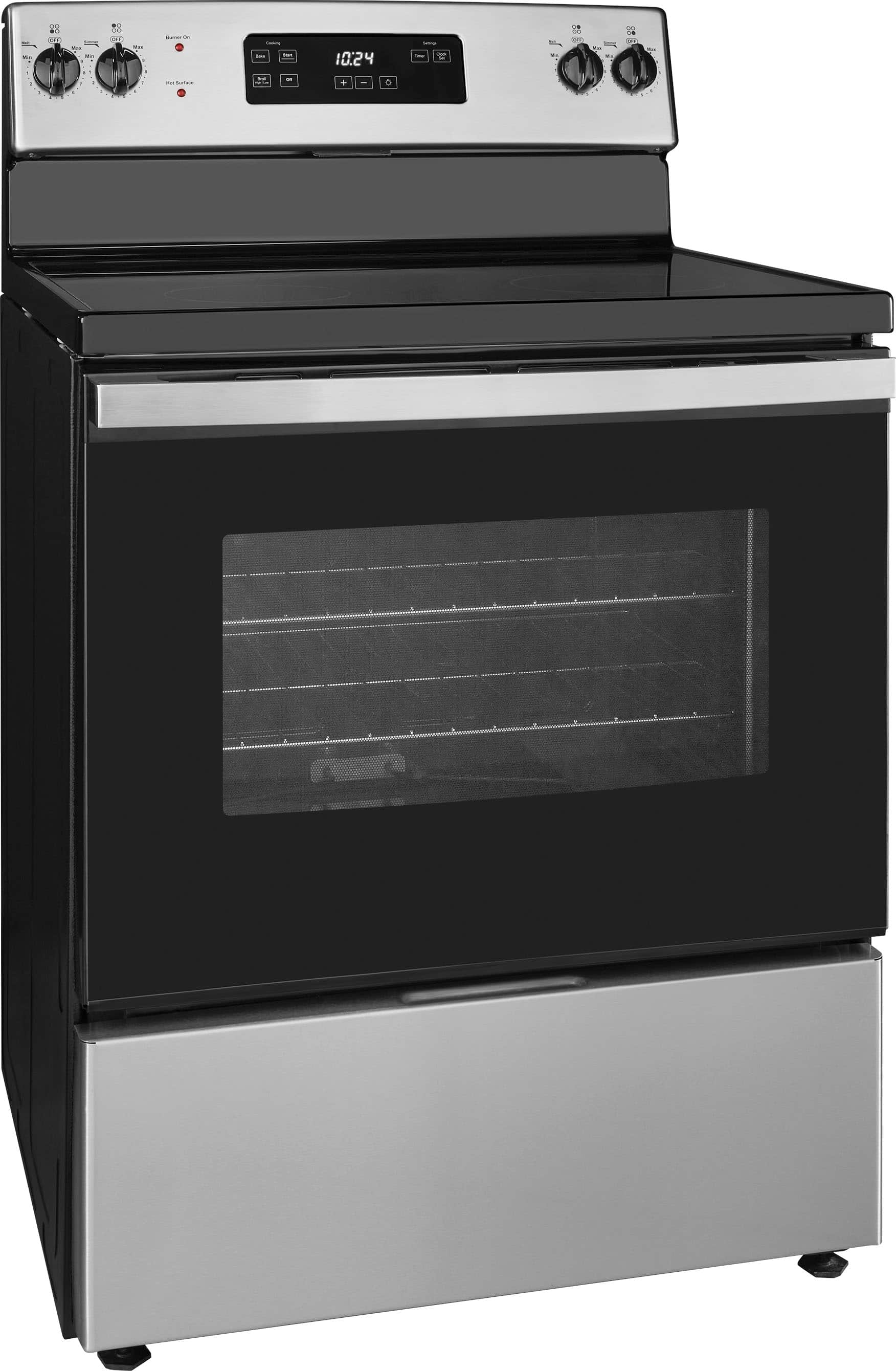 Angle. Insignia™ - 5 Cu. Ft. Freestanding Electric Range - Stainless Steel.