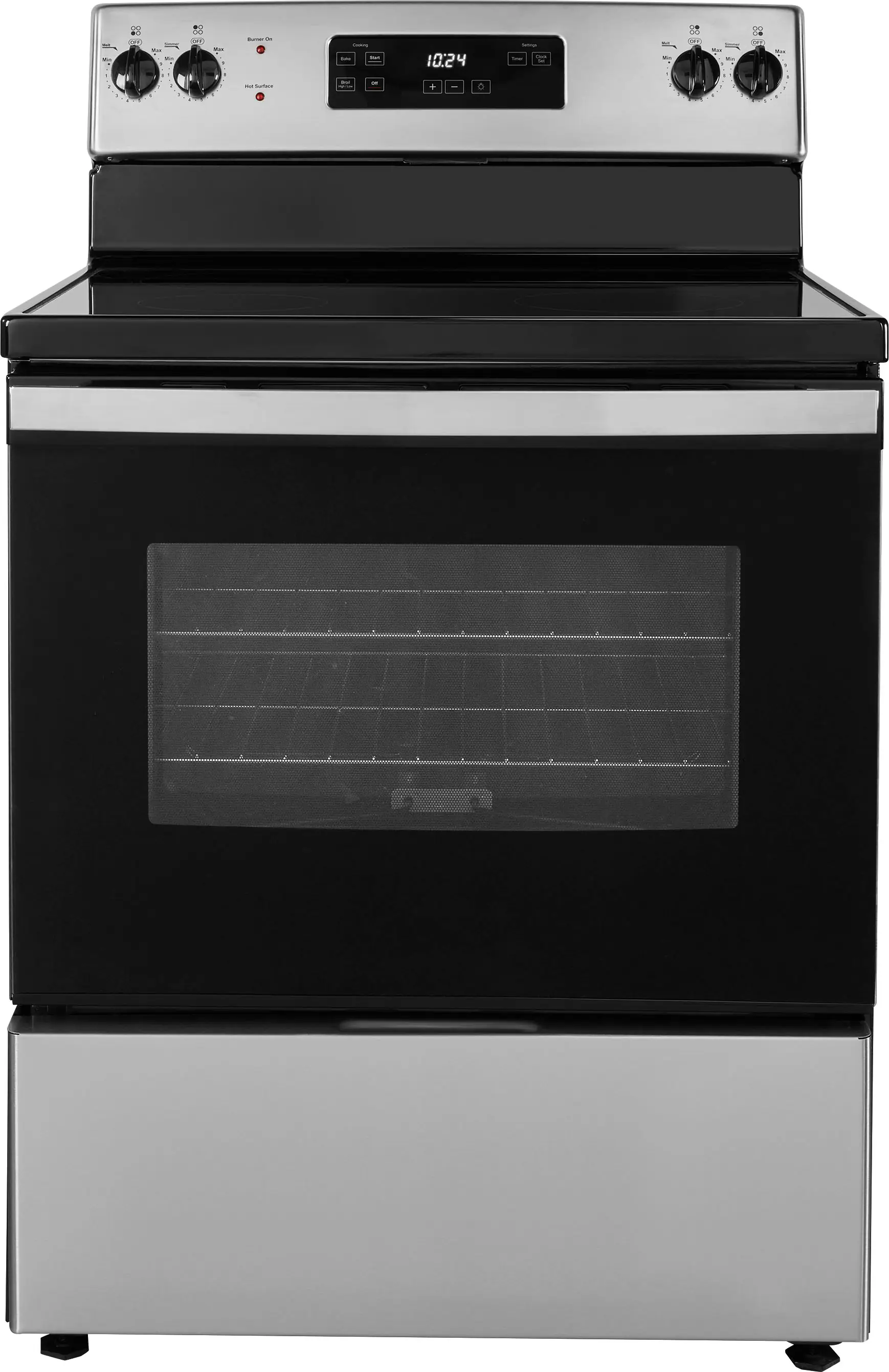 Front. Insignia™ - 5 Cu. Ft. Freestanding Electric Range - Stainless Steel.