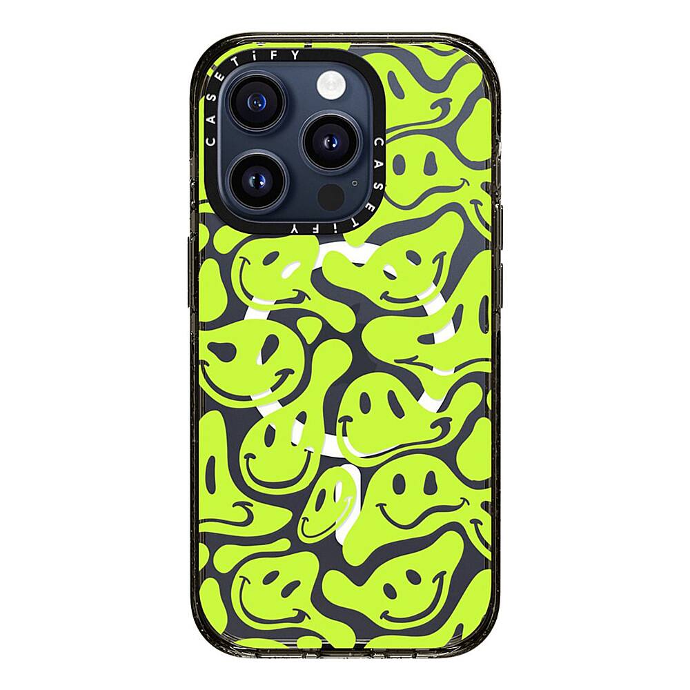 Alt View 1. CASETiFY - Impact Case with MagSafe for Apple iPhone 15 Pro - Acid Smiles Neon Green.