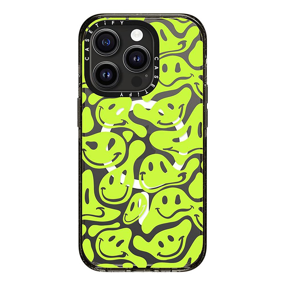 Alt View 2. CASETiFY - Impact Case with MagSafe for Apple iPhone 15 Pro - Acid Smiles Neon Green.