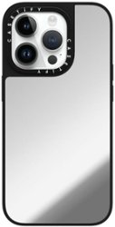 CASETiFY - Mirror Case with MagSafe for Apple iPhone 15 Pro - Silver with Black Bumper - Front_Zoom
