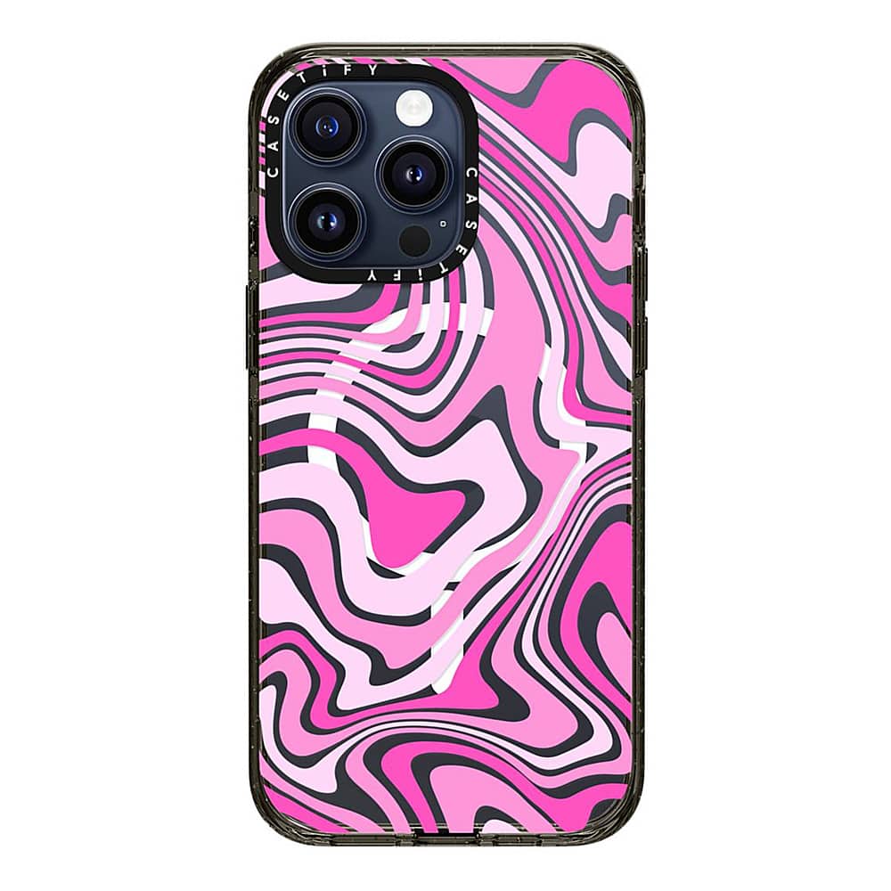 Alt View 1. CASETiFY - Impact Case with MagSafe for Apple iPhone 15 Pro Max - Pink Swirls.