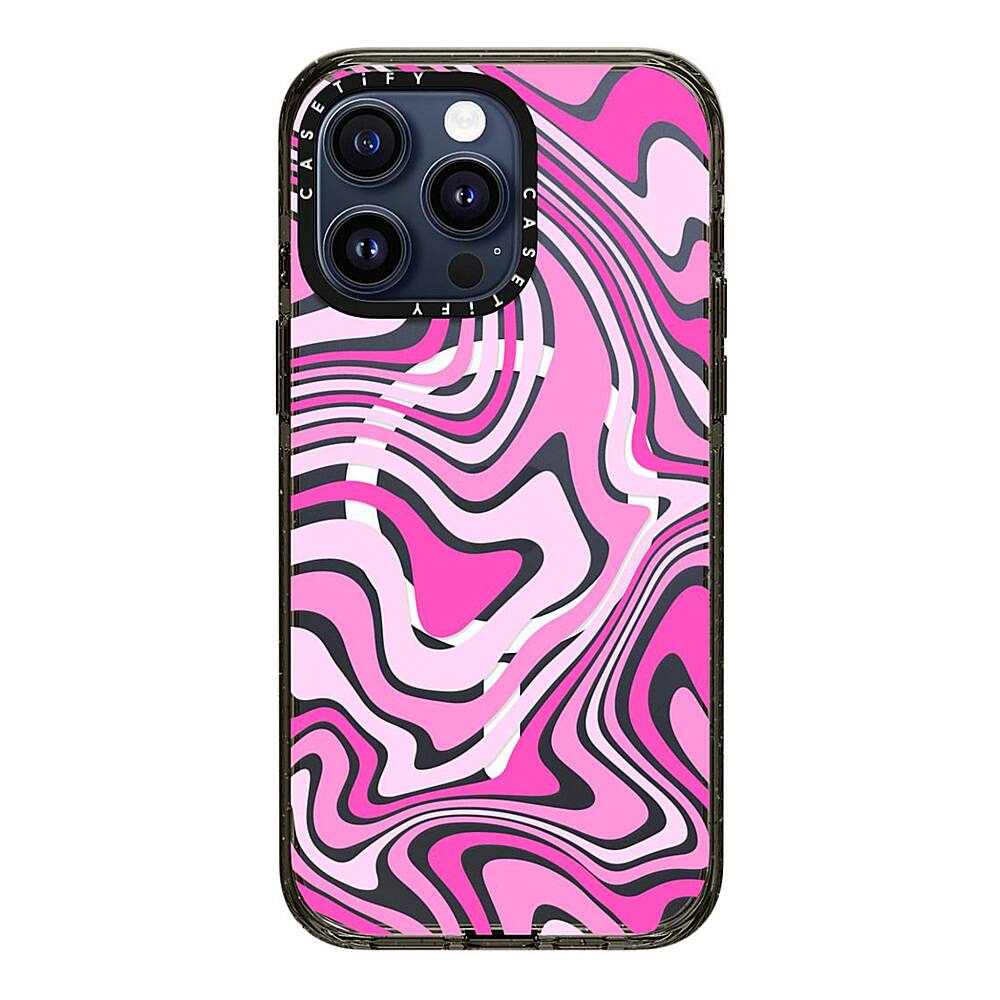 Alt View 1. CASETiFY - Impact Case with MagSafe for Apple iPhone 15 Pro Max - Pink Swirls.