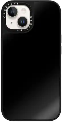 Front. CASETiFY - Mirror Case with MagSafe for Apple iPhone 15 - Black with Black Bumper.