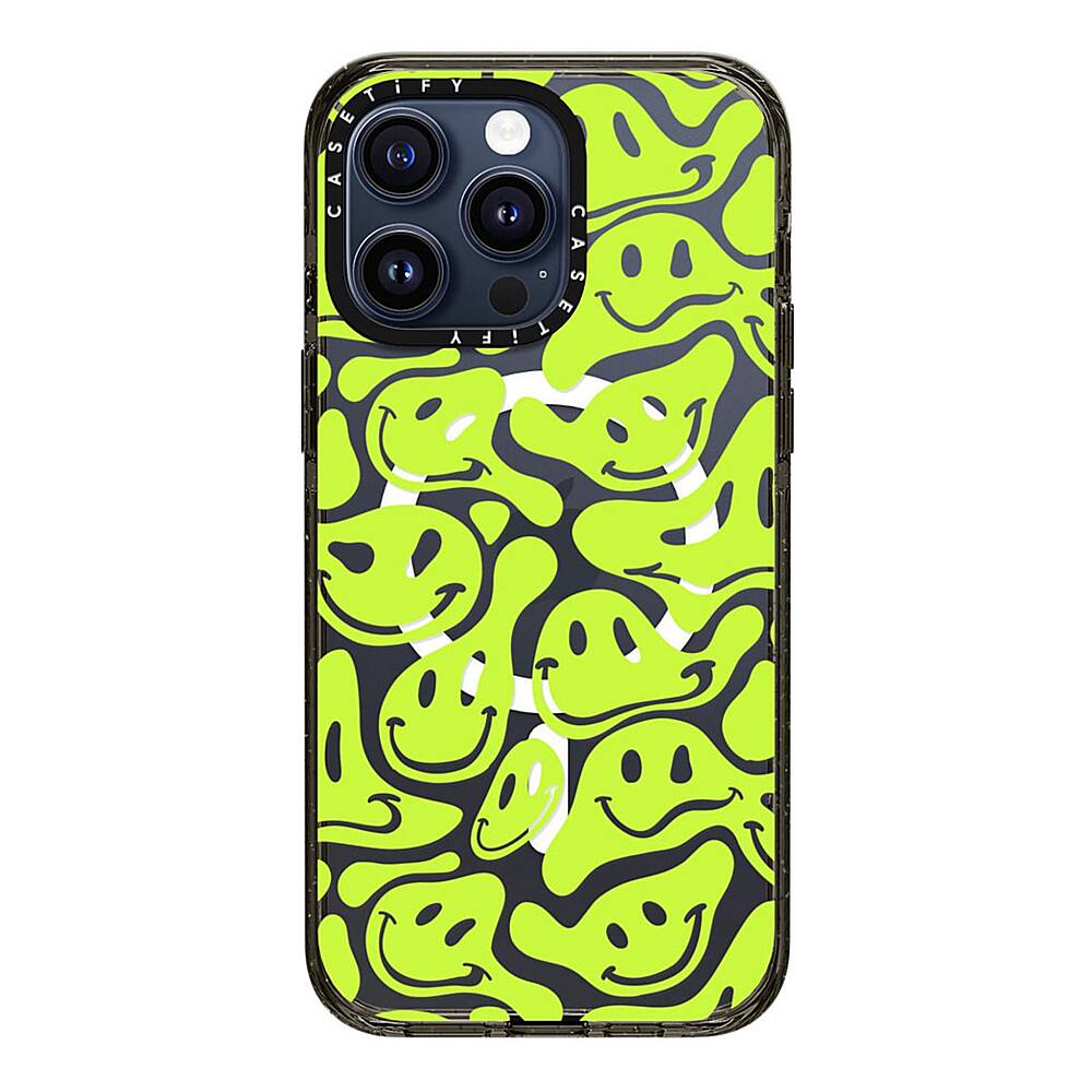 Alt View 1. CASETiFY - Impact Case with MagSafe for Apple iPhone 15 Pro Max - Acid Smiles Neon Green.