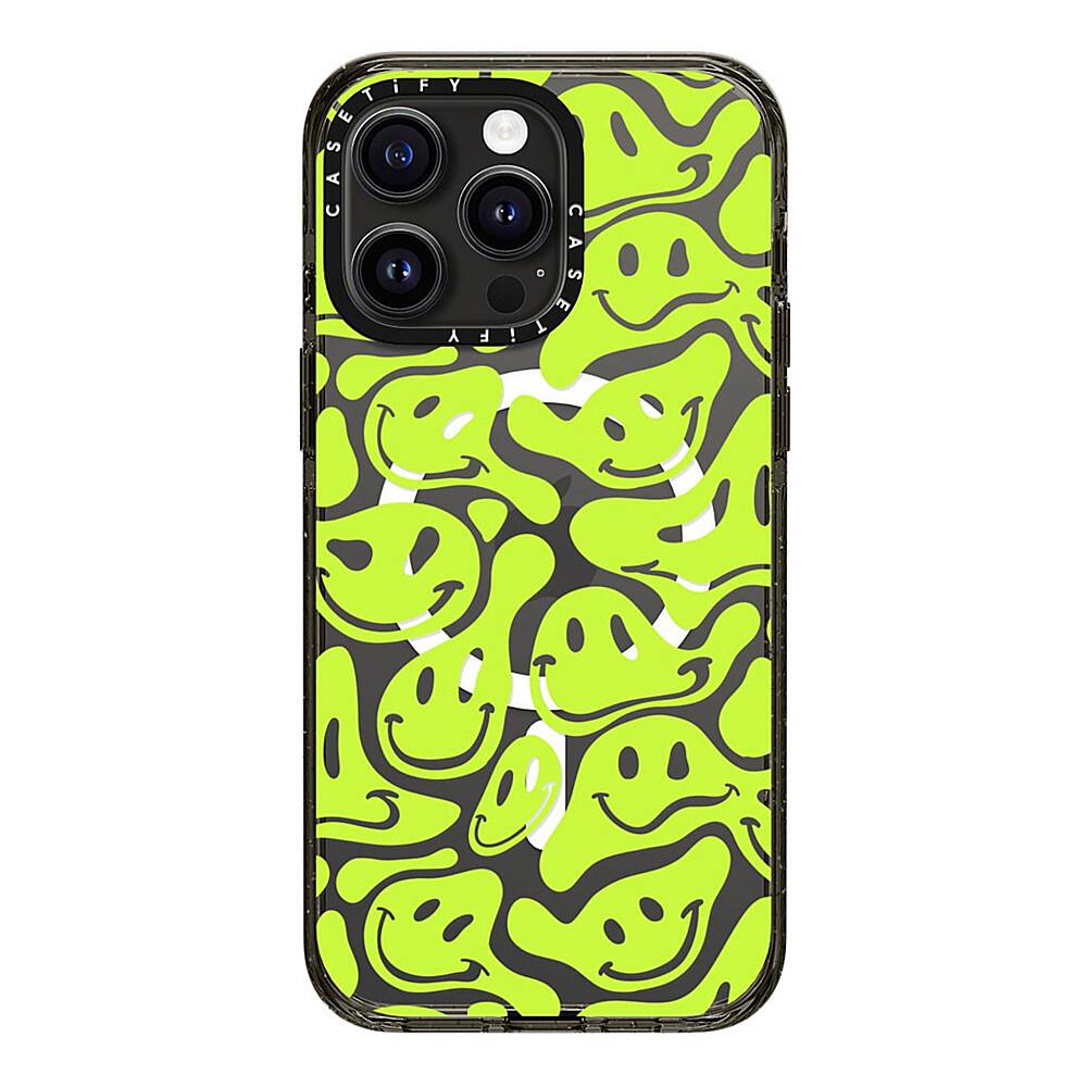 Alt View 2. CASETiFY - Impact Case with MagSafe for Apple iPhone 15 Pro Max - Acid Smiles Neon Green.