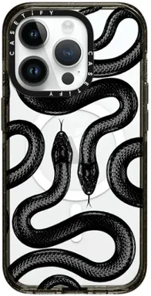 Front. CASETiFY - Impact Case with MagSafe for Apple iPhone 15 Pro - Black Kingsnake.