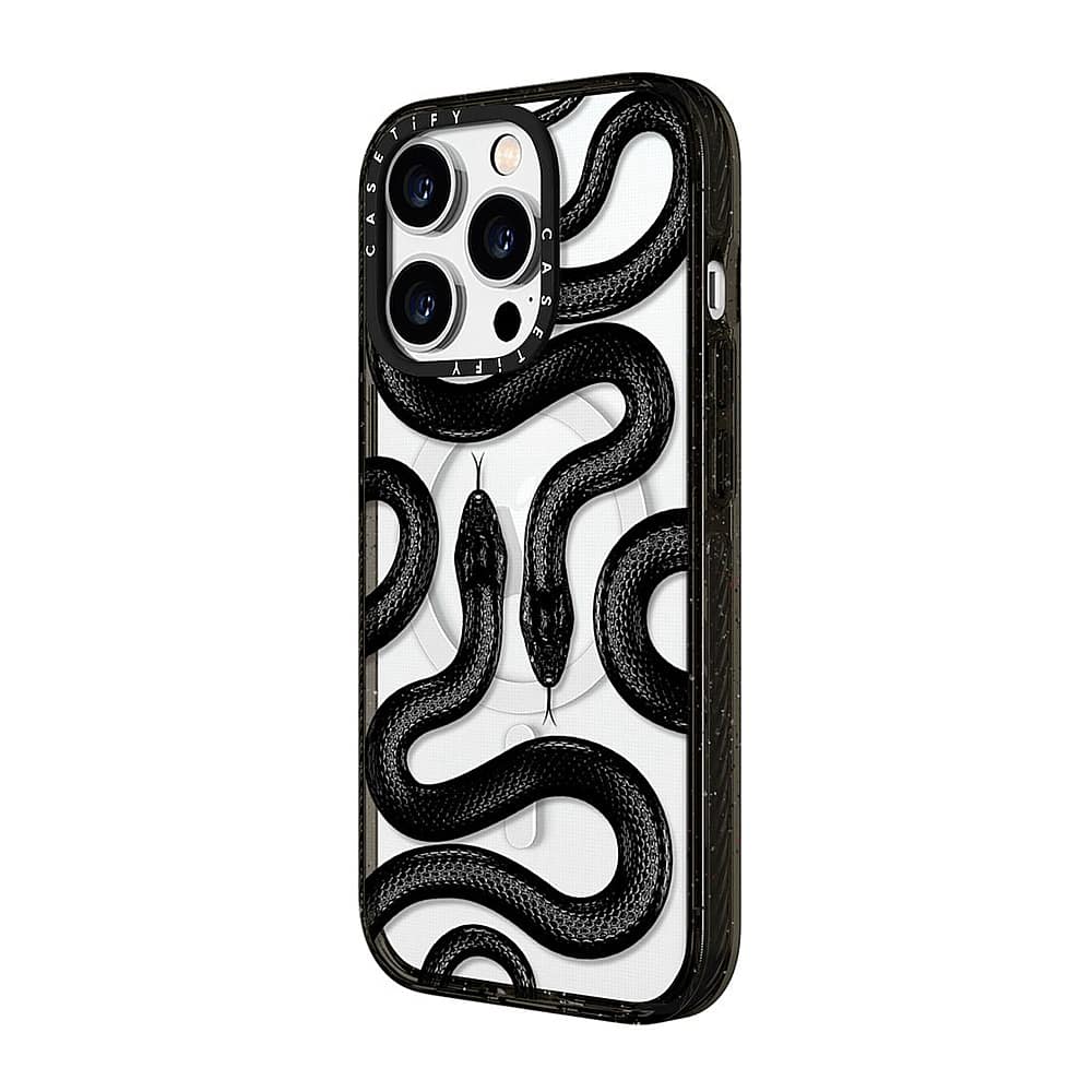 Alt View 11. CASETiFY - Impact Case with MagSafe for Apple iPhone 15 Pro - Black Kingsnake.