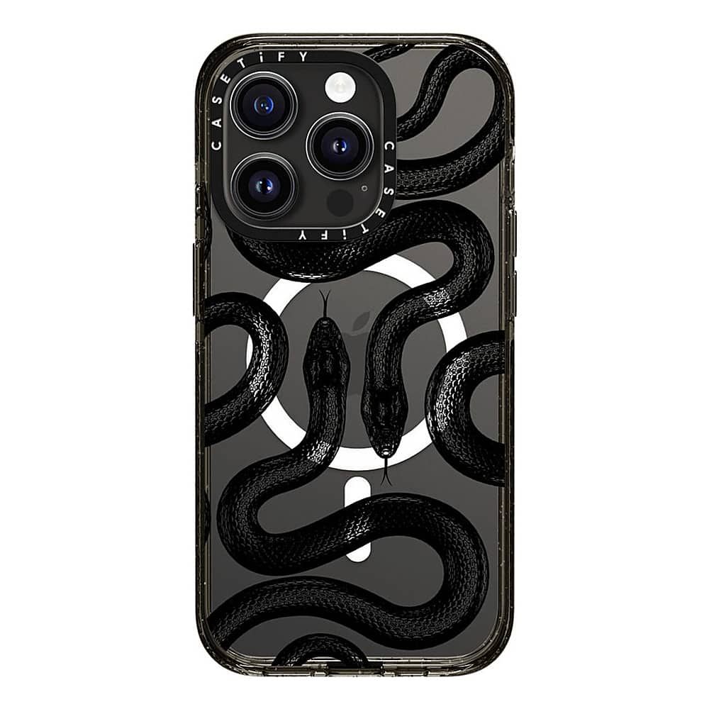 Alt View 3. CASETiFY - Impact Case with MagSafe for Apple iPhone 15 Pro - Black Kingsnake.
